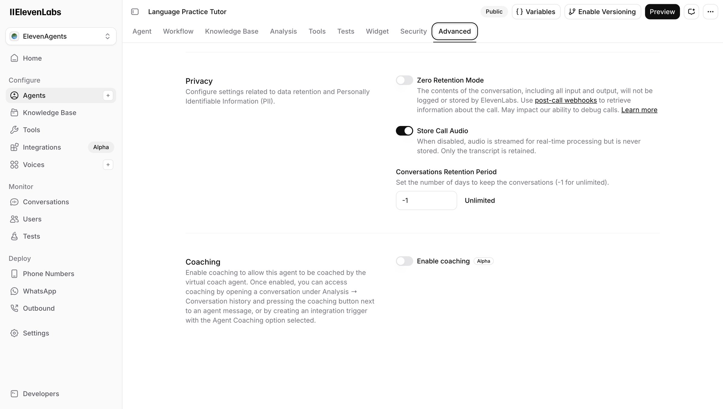 Elevenlabs - ElevenAgents | ElevenLabs screen
