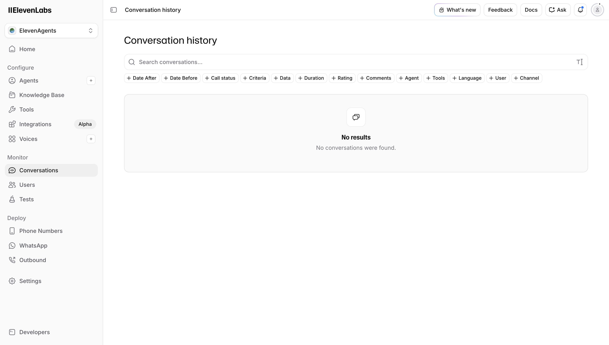 Conversation history | ElevenLabs from Elevenlabs