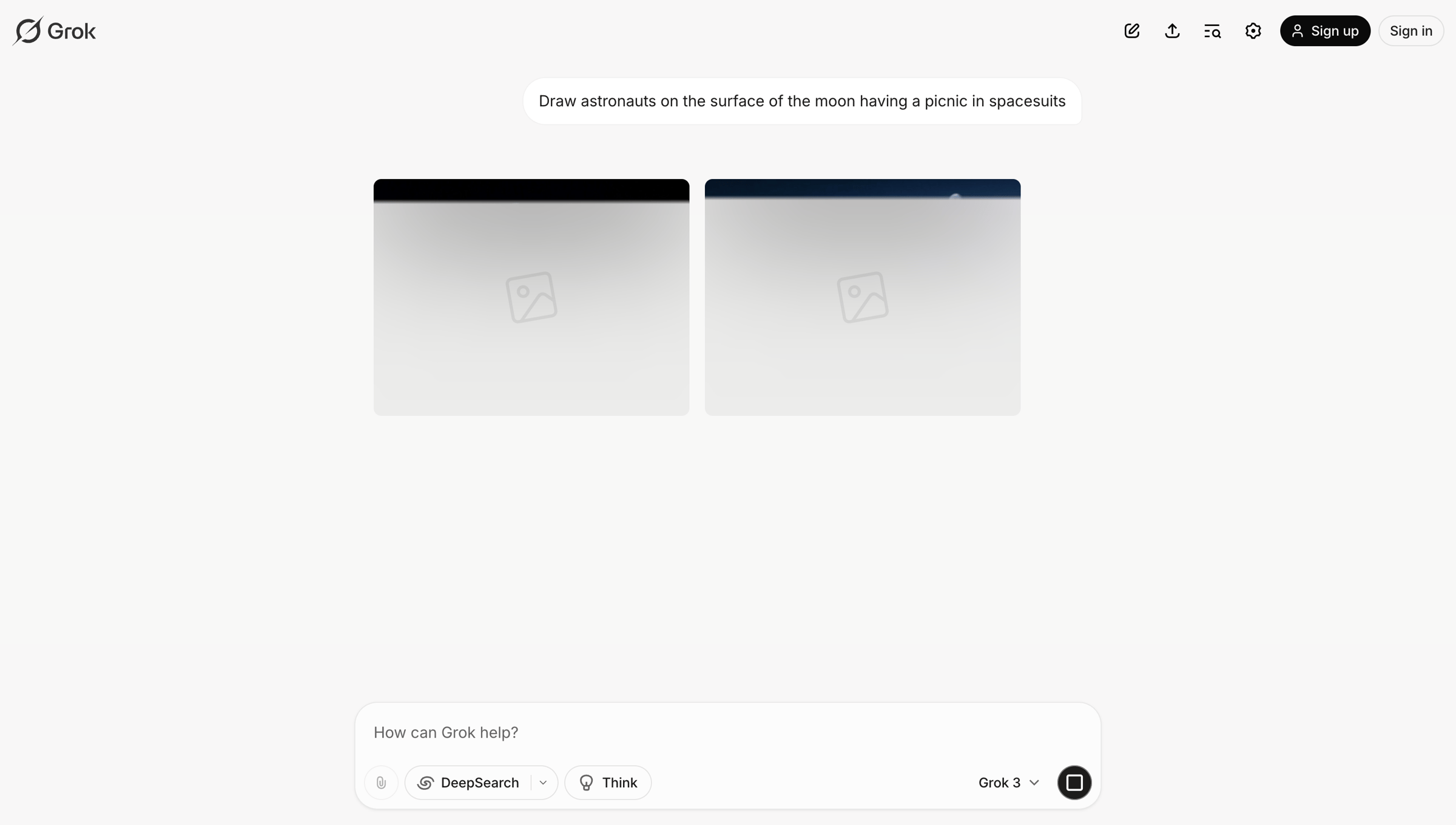 Grok - New conversation - Grok screen