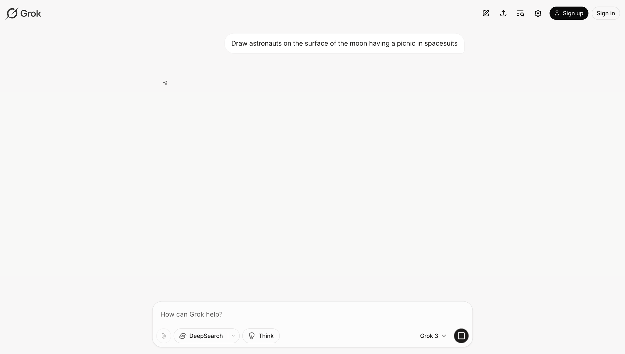 Grok - New conversation - Grok screen