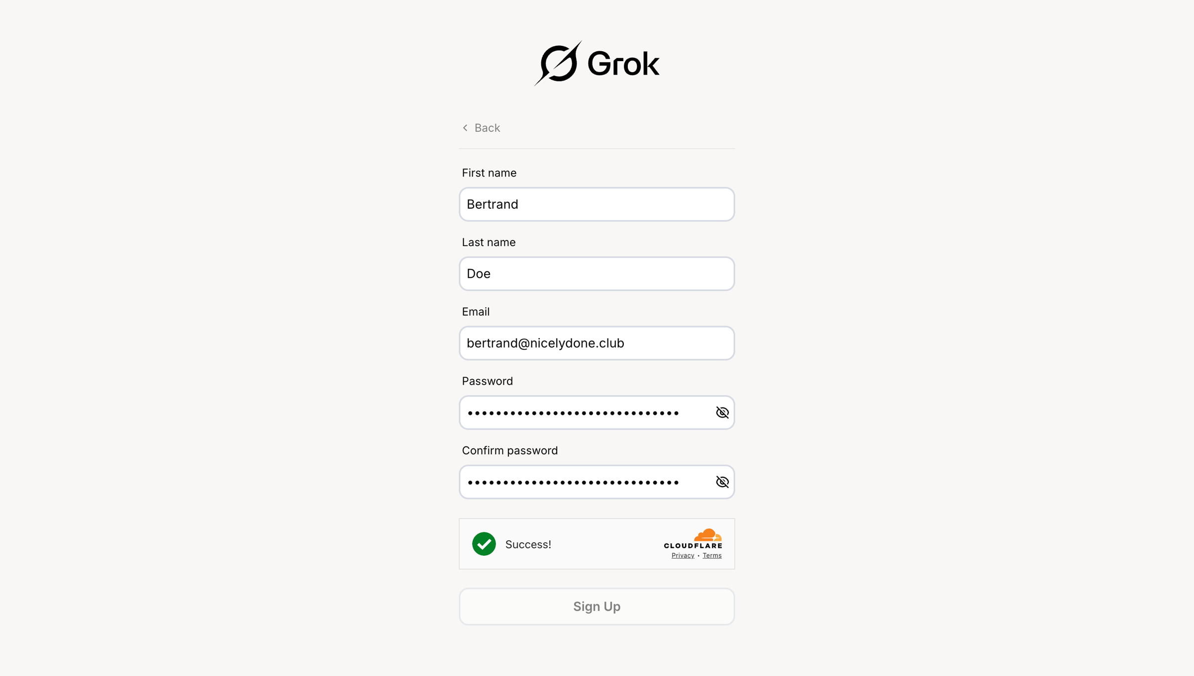 Grok - Sign Up | xAI Single-Sign On screen