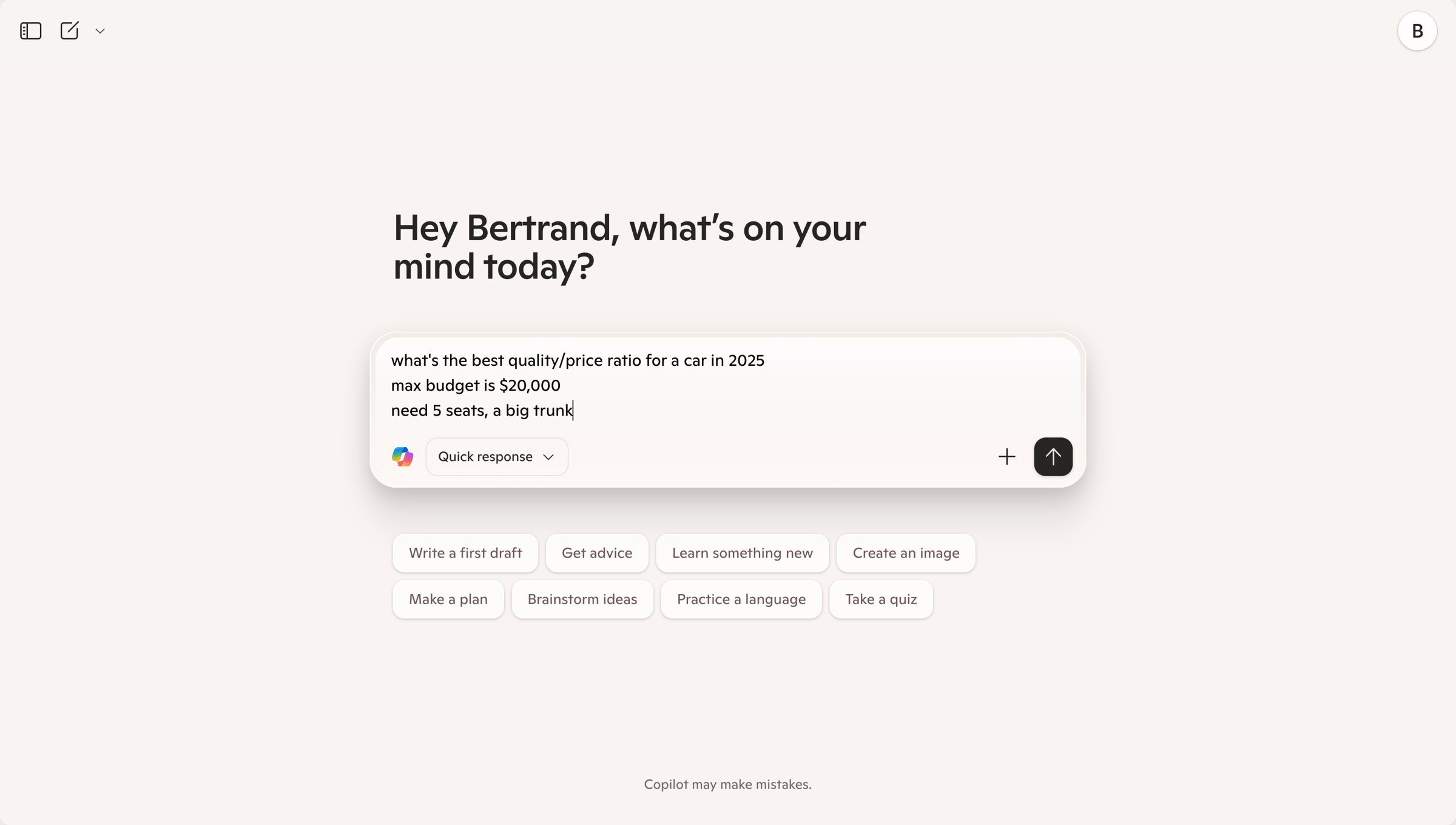 Copilot - Microsoft Copilot: Your AI companion screen