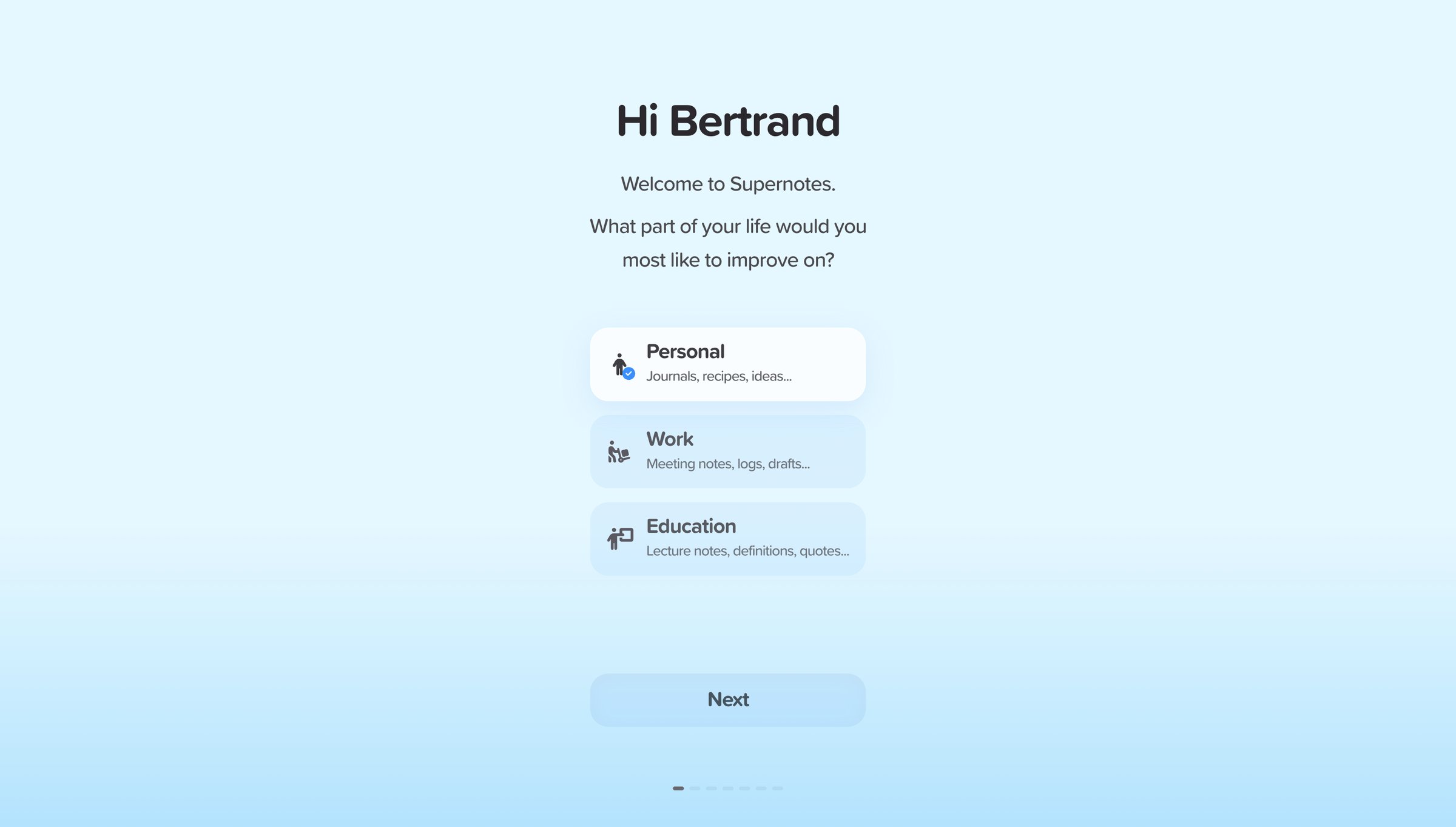 Supernotes - Home | Supernotes screen
