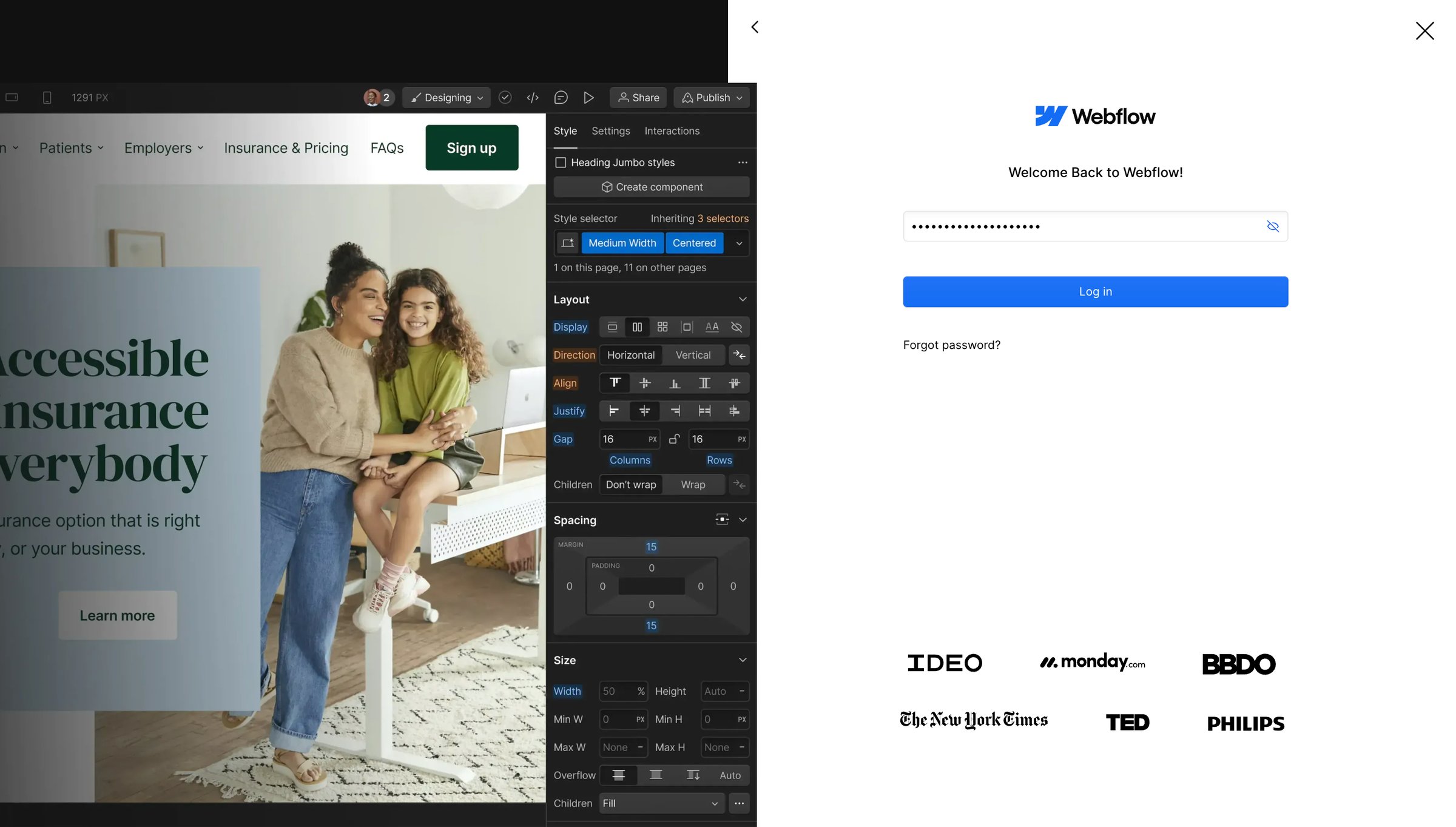 Webflow - Webflow Create a custom website | Visual website builder screen