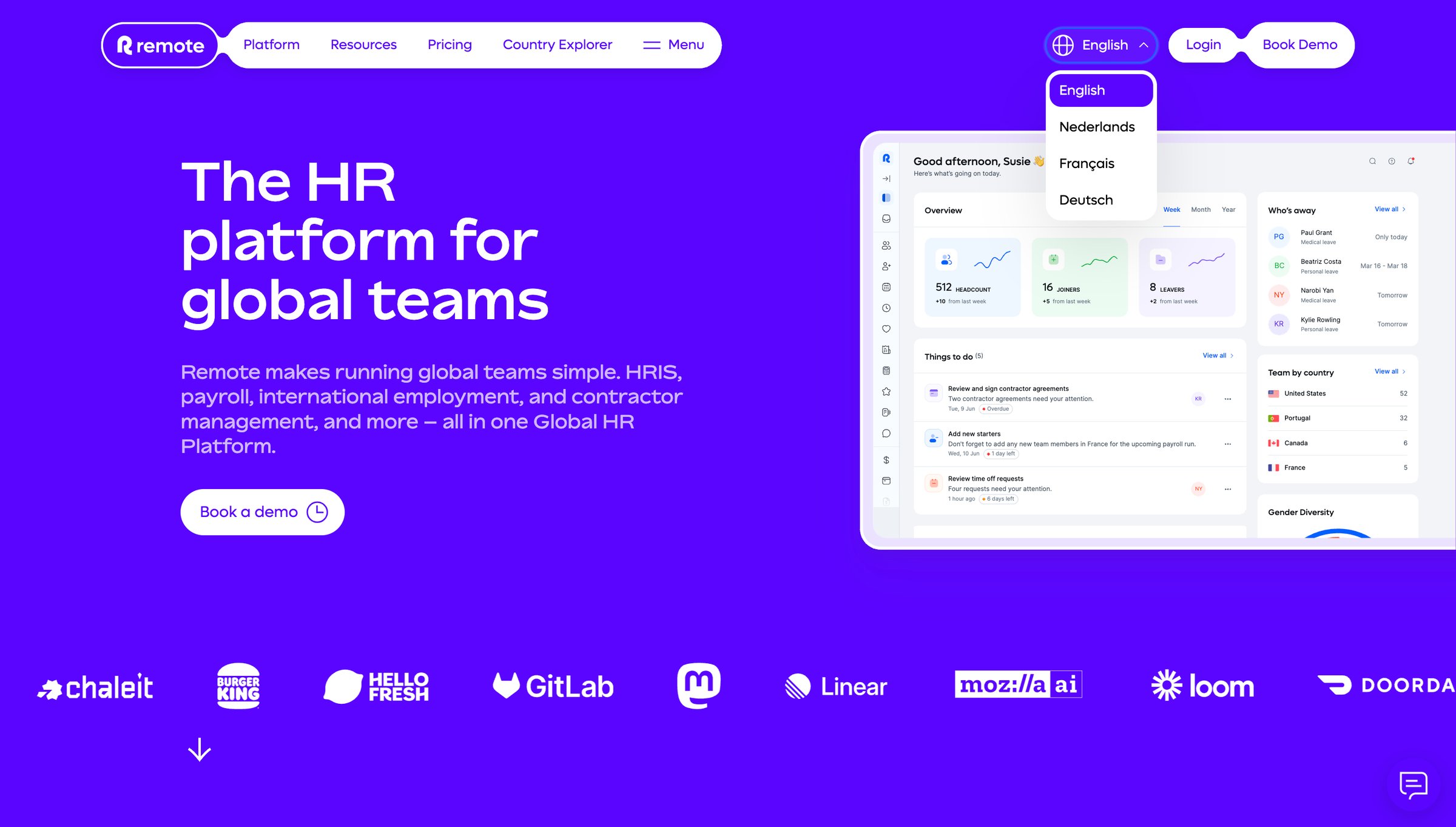 Remote - Global HR Solutions | Employment Tools for Distributed Teams Remo screen