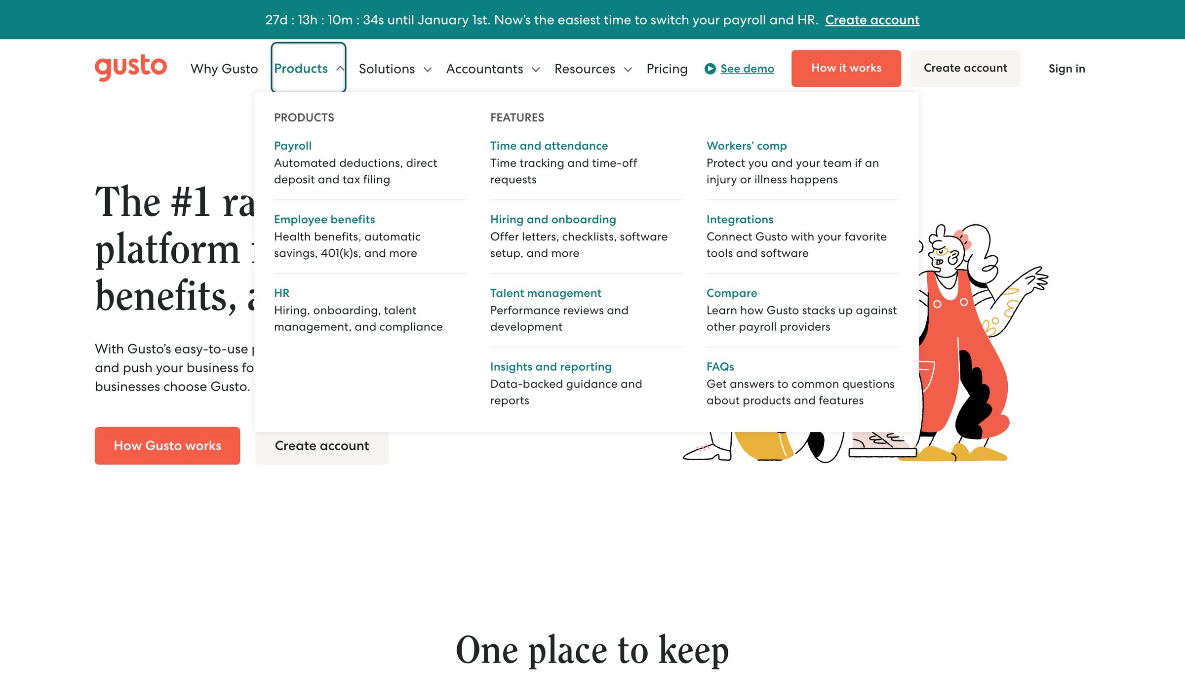 Gusto - Gusto Products | Payroll, Benefits, HR Software for Small Business screen