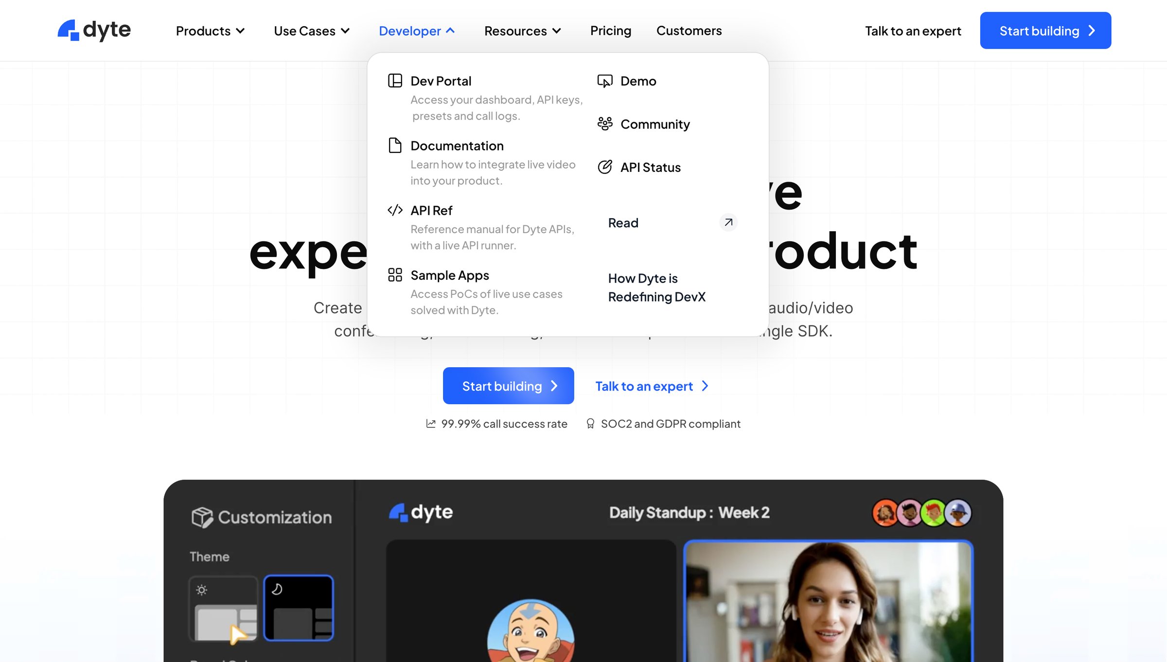 Dyte - Build powerful live experiences with Dytes SDKs screen