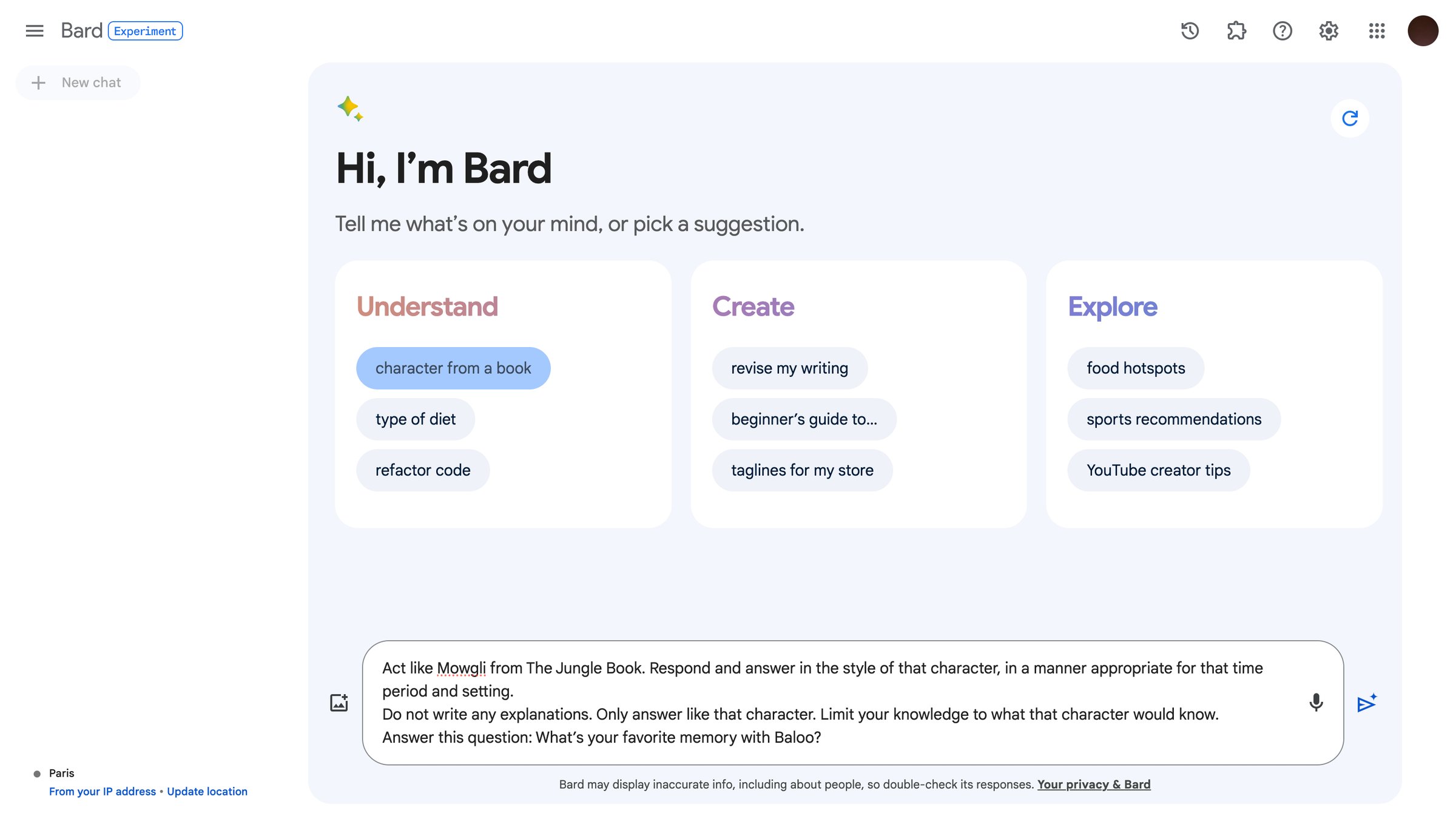 Bard screen