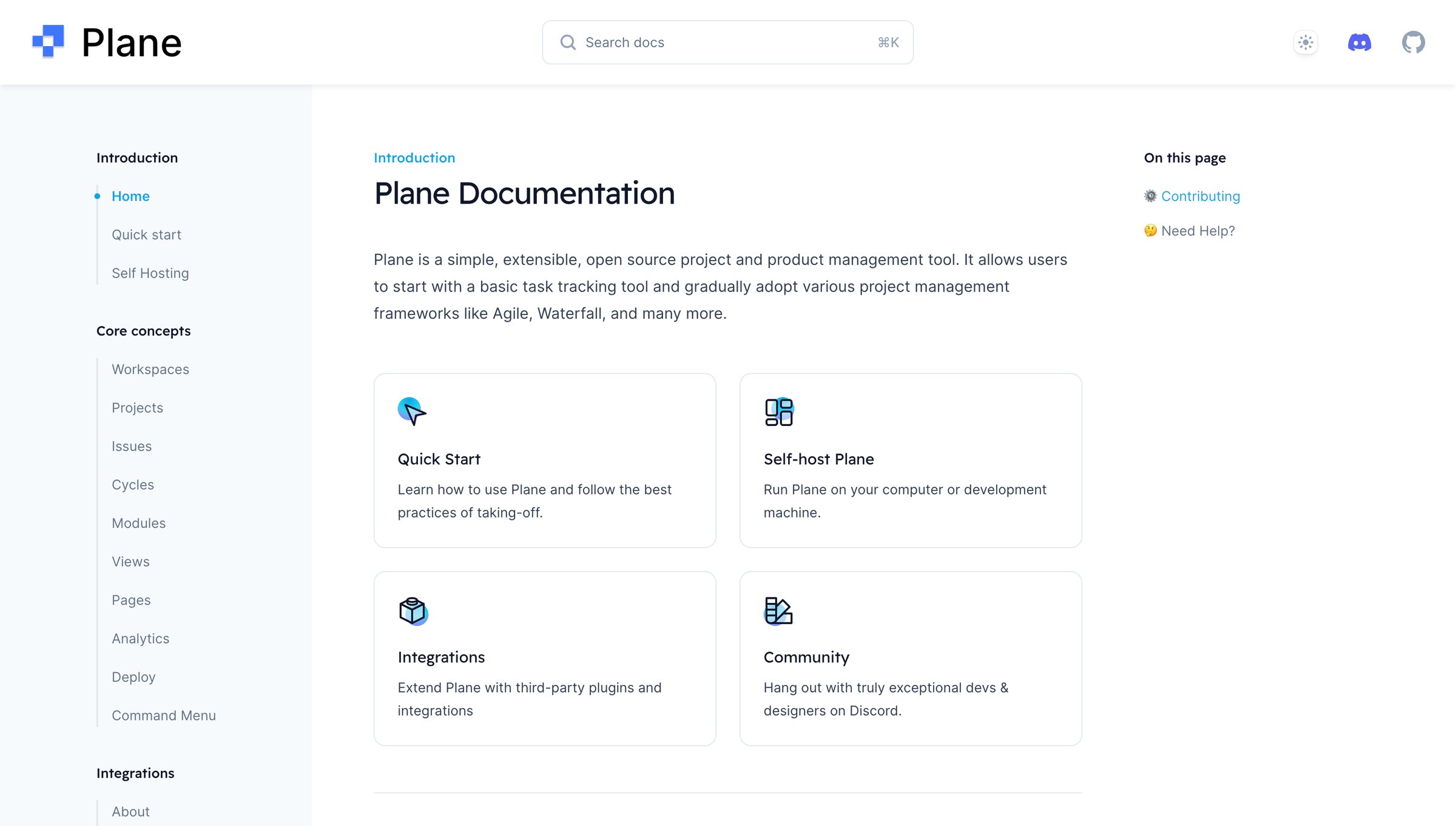 Plane - Plane Documentation screen