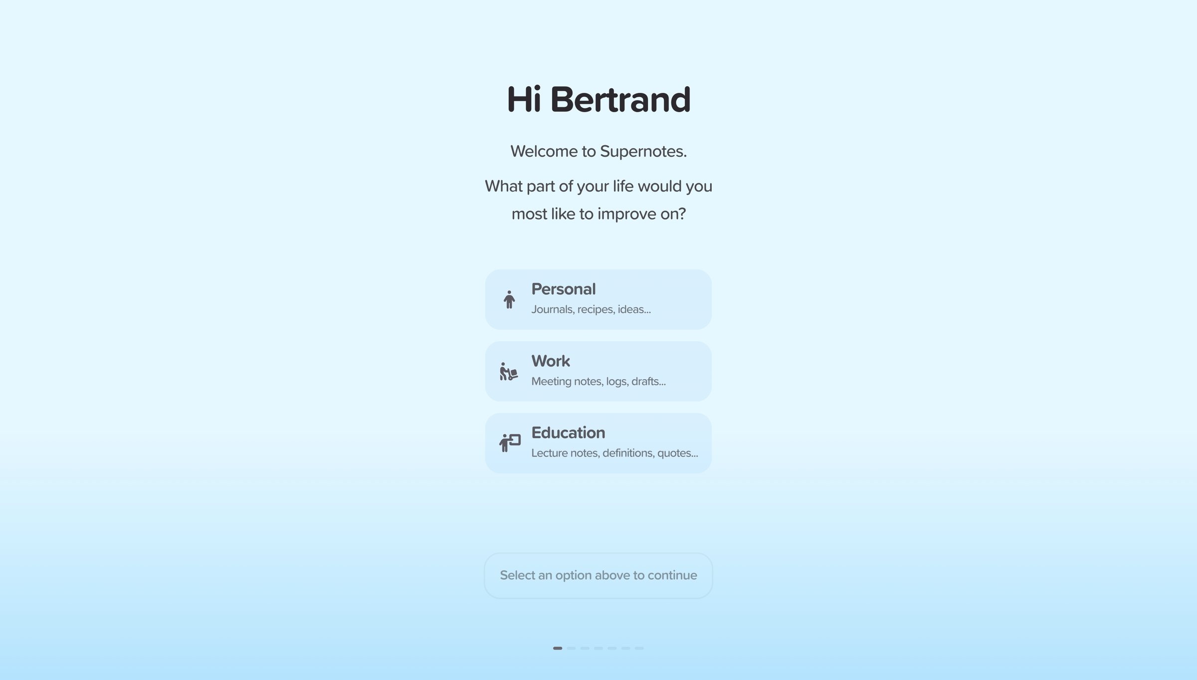 Supernotes - Home | Supernotes screen