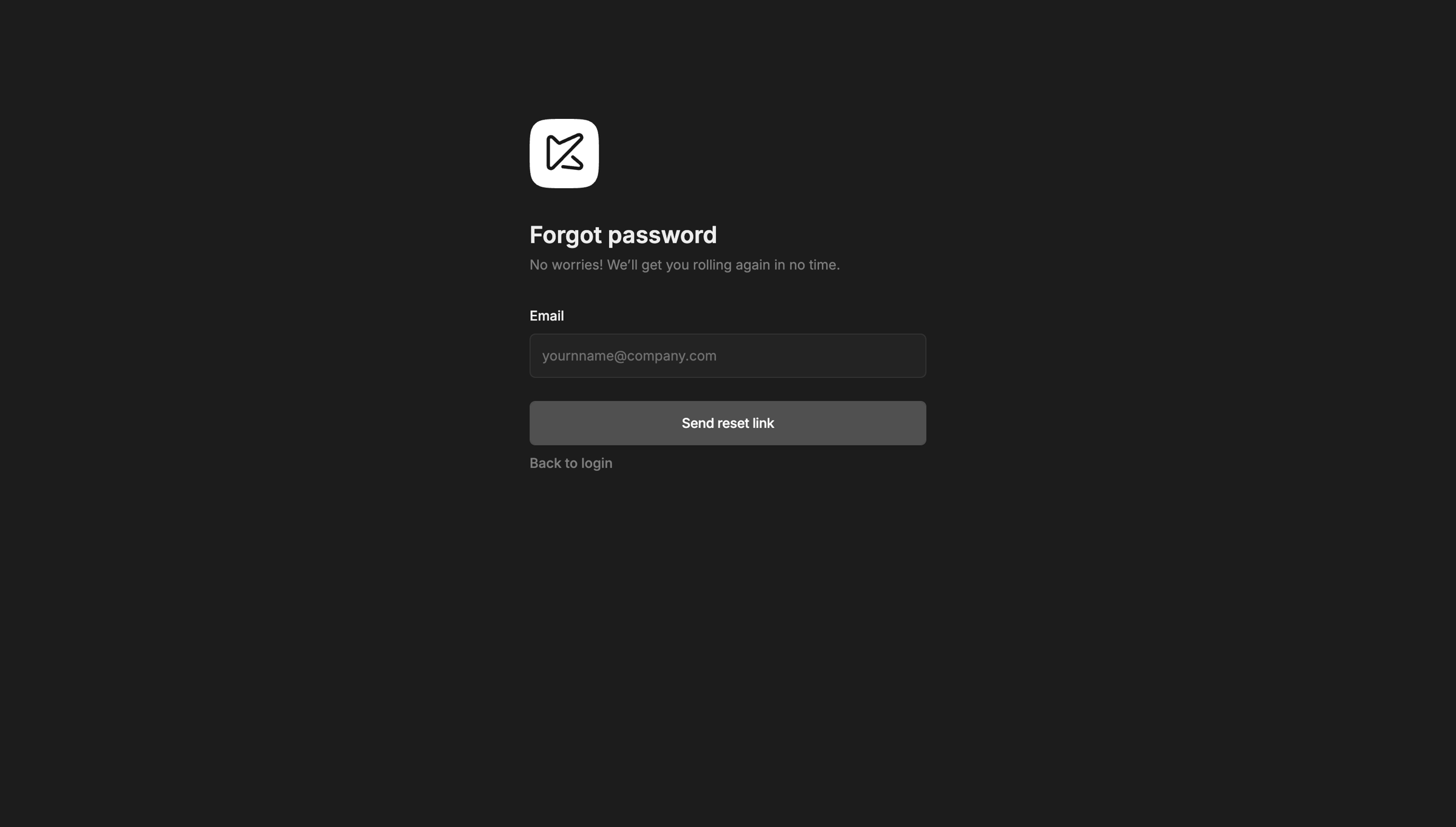 Kitemaker - Kitemaker · Forgot password screen