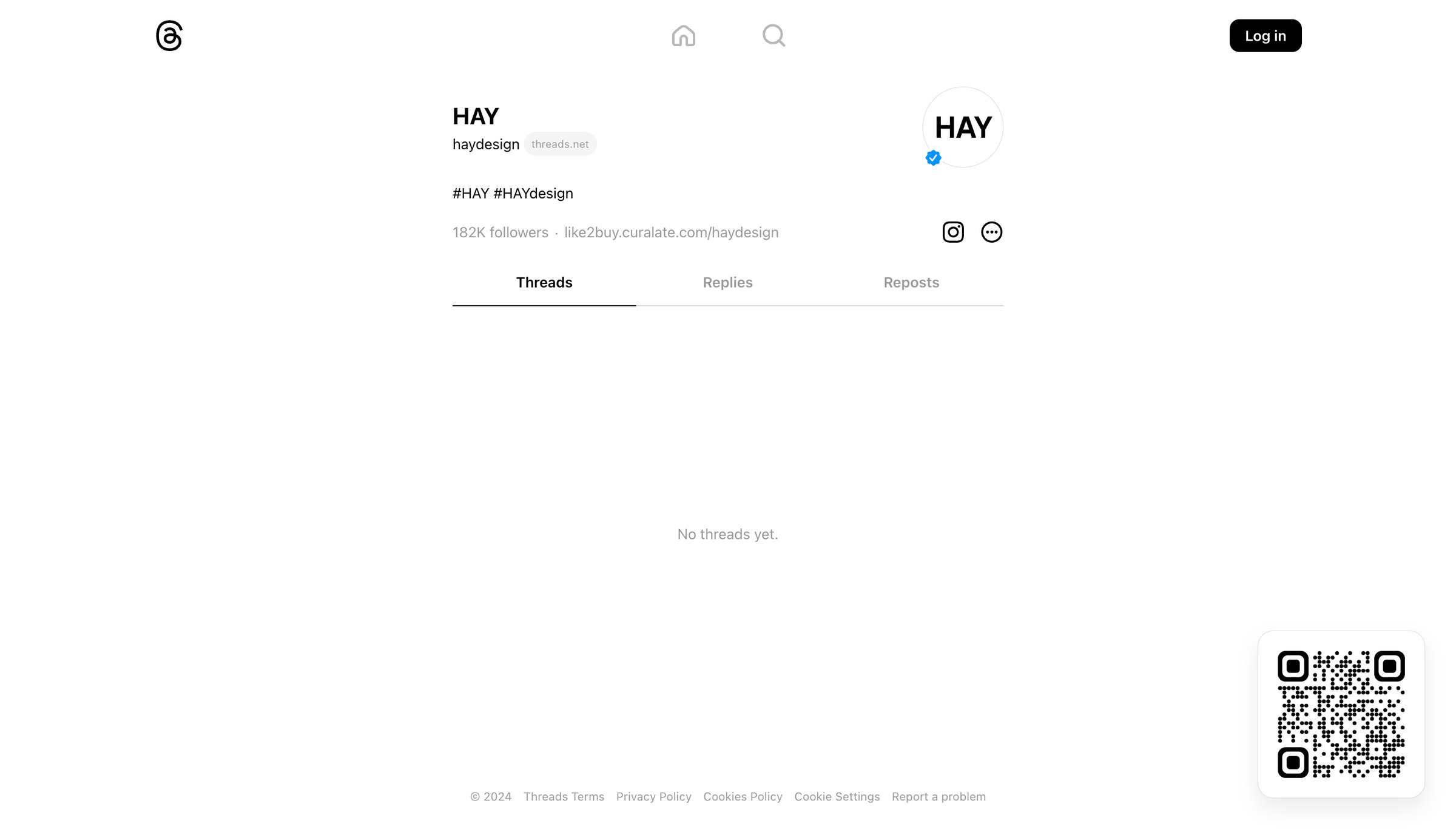 Threads - HAY @haydesign on Threads screen