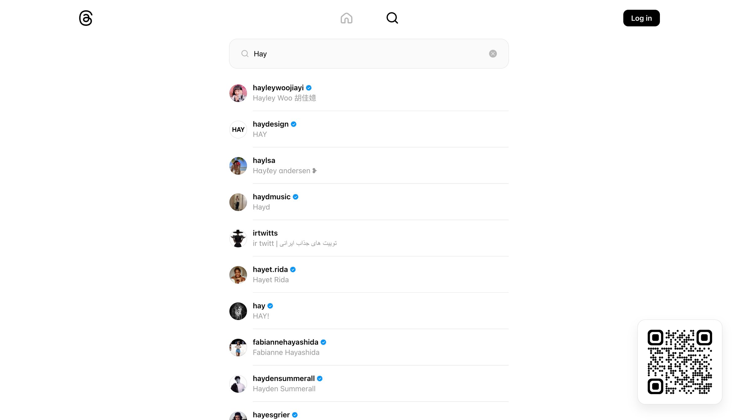Threads - Search • Threads screen