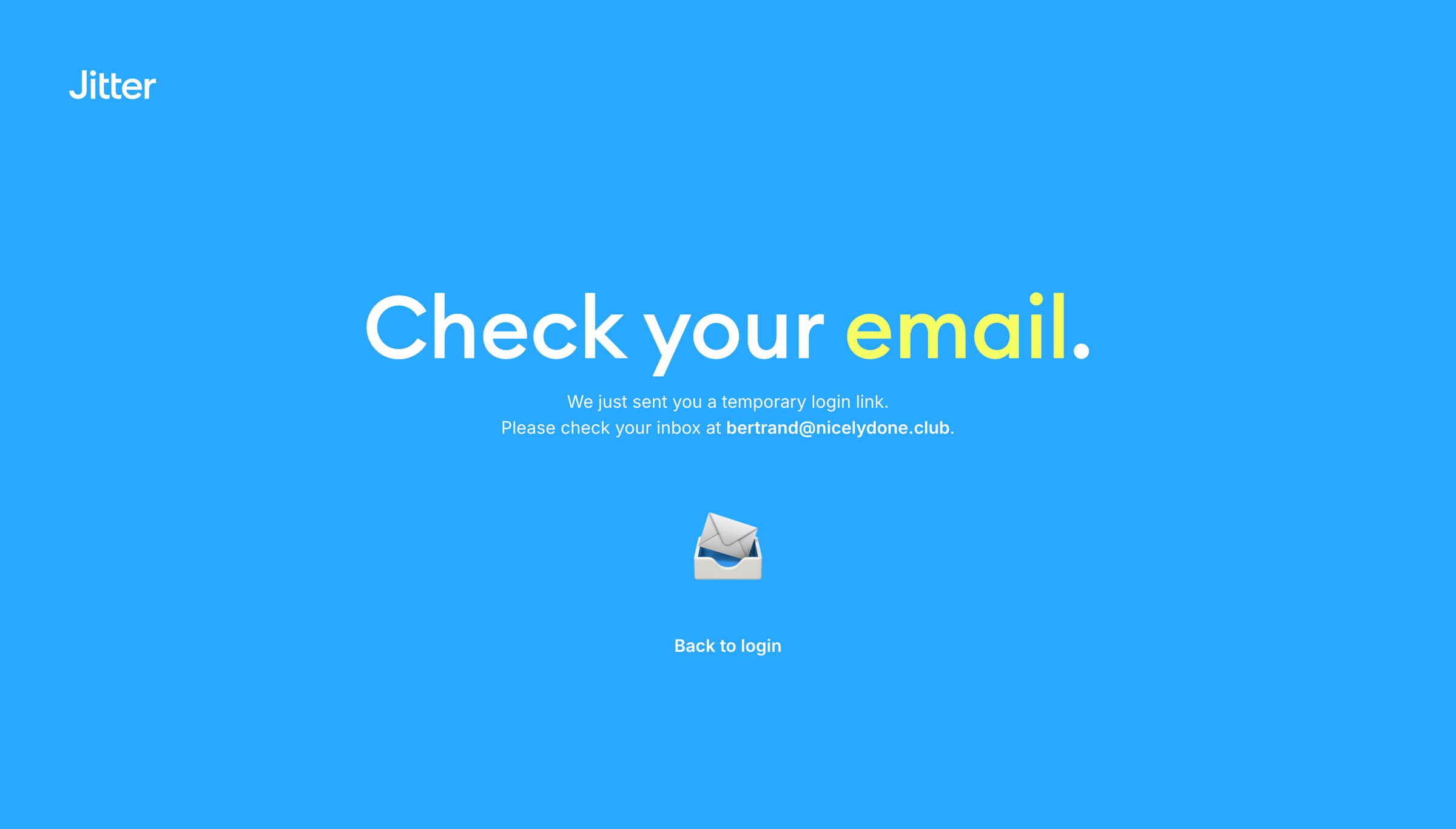 Jitter - Sign up · Jitter screen