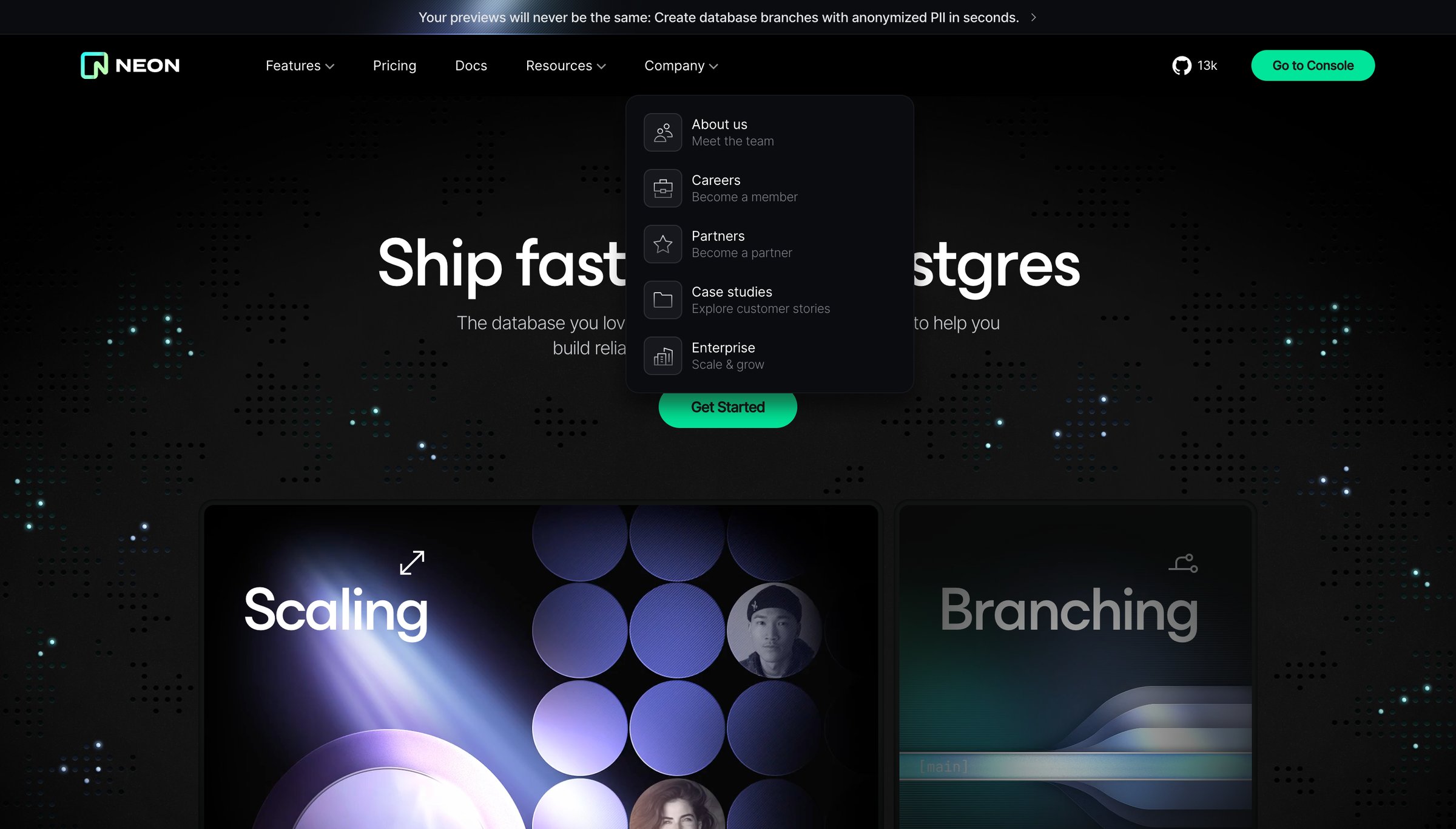Neon - Neon Serverless Postgres — Ship faster screen