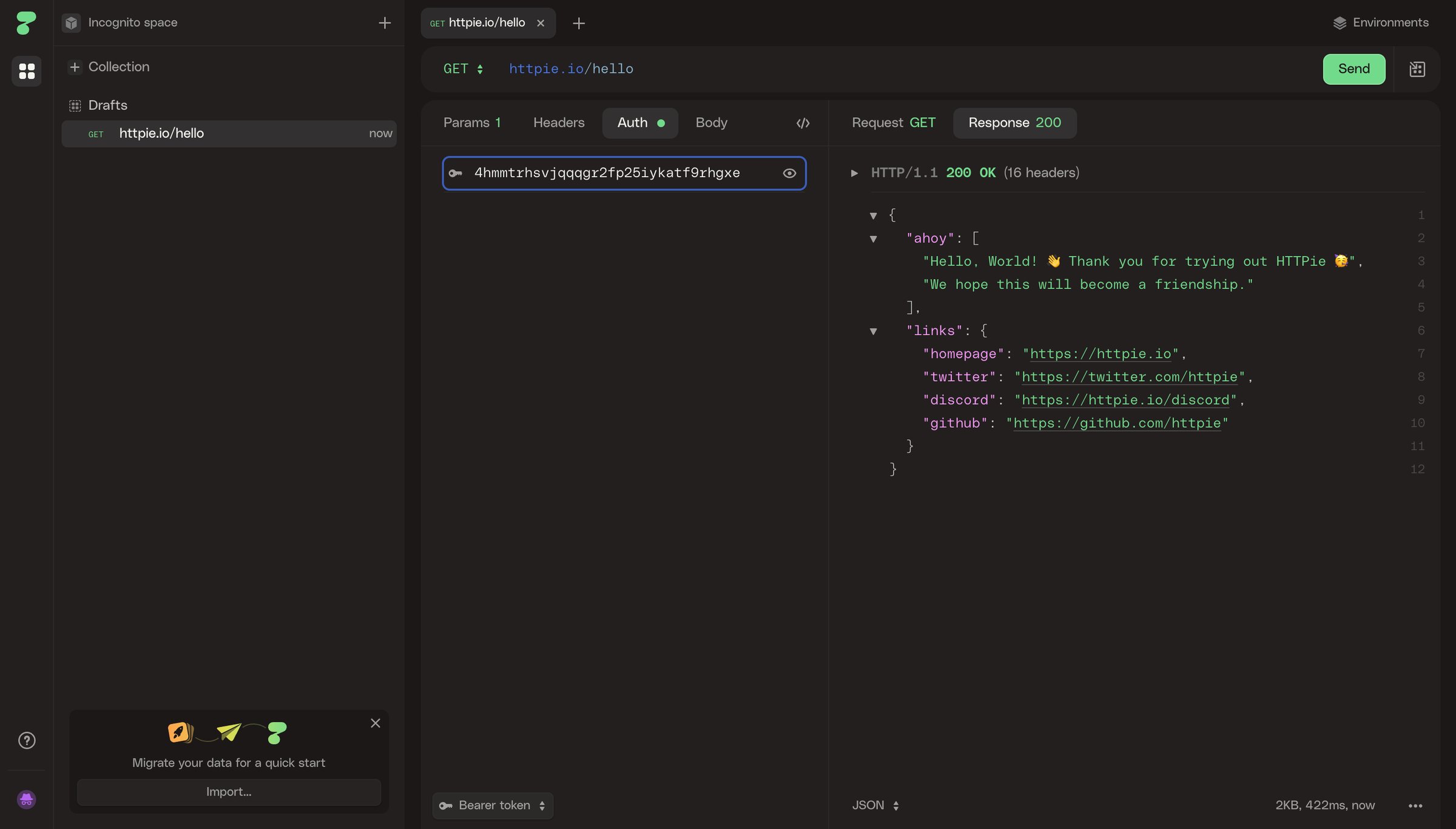 Httpie - HTTPie for Web — API testing client screen