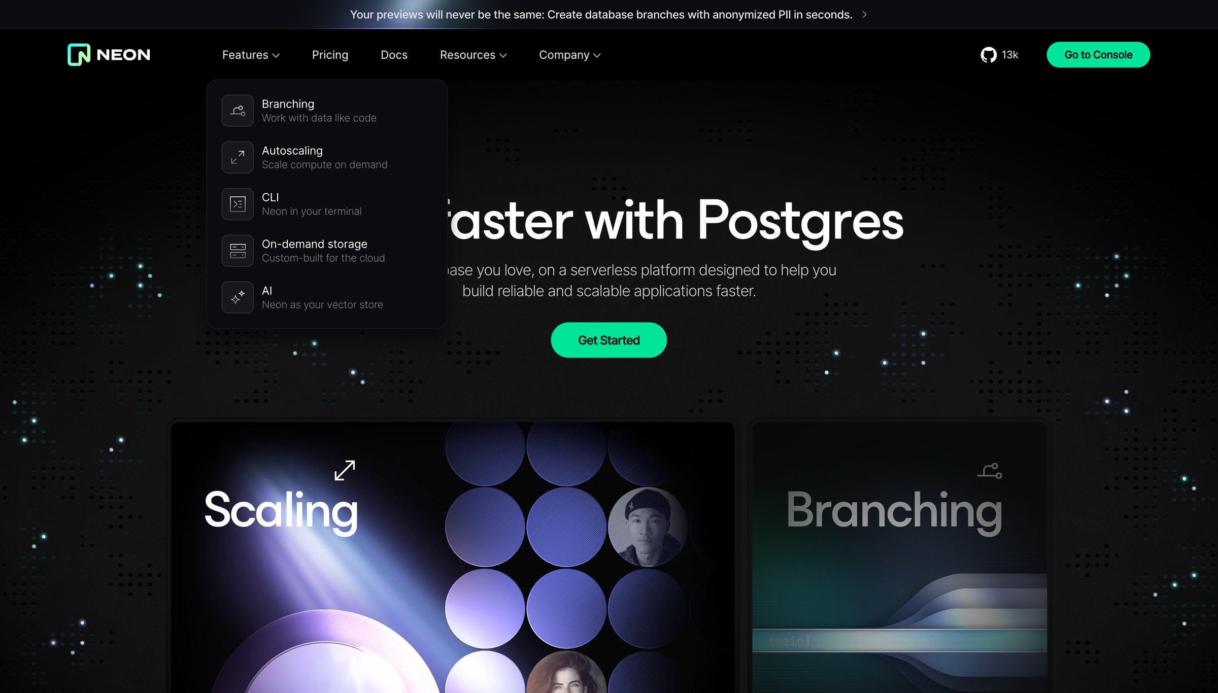 Neon - Neon Serverless Postgres — Ship faster screen