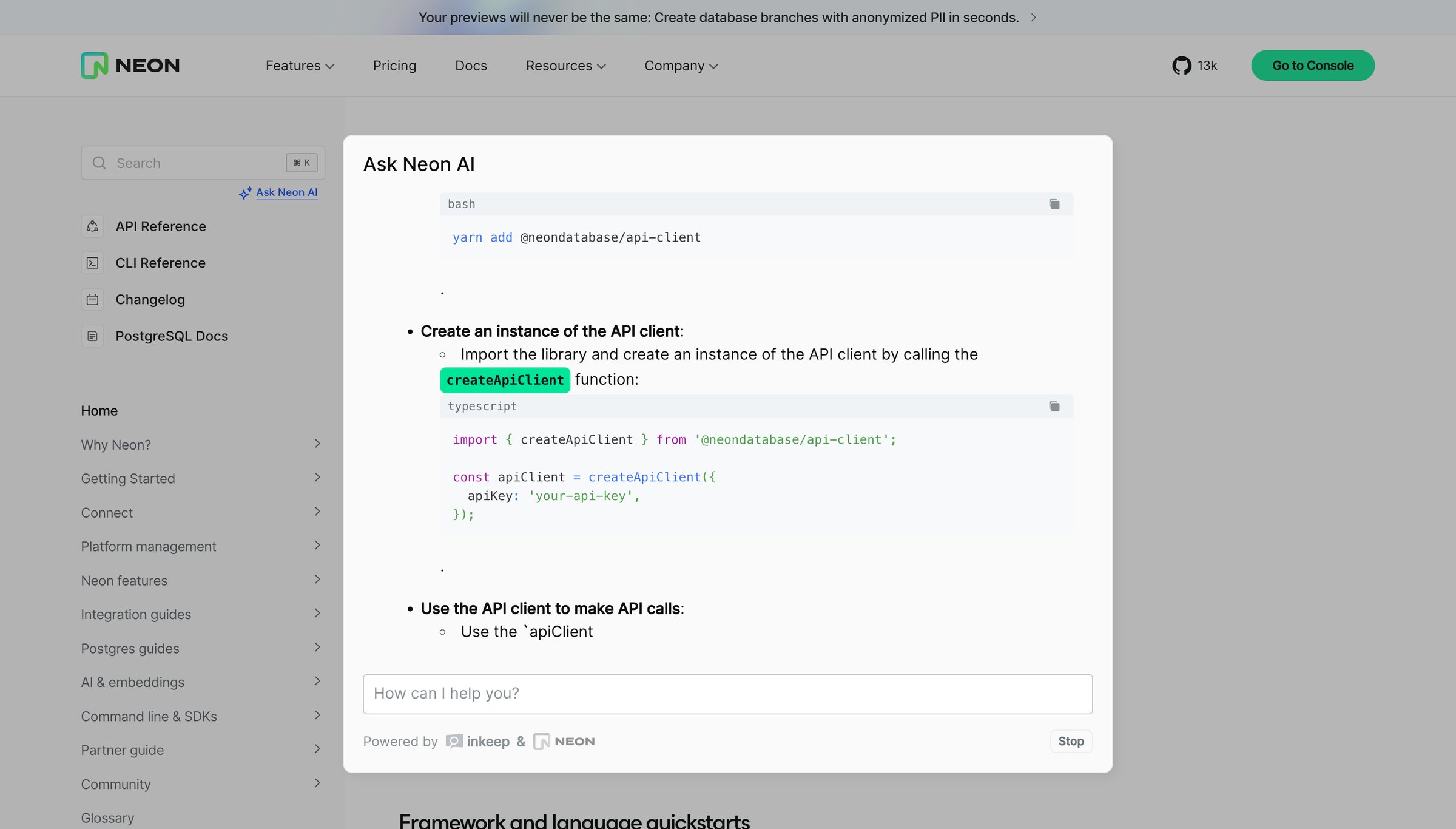 Neon - Neon documentation - Neon Docs screen