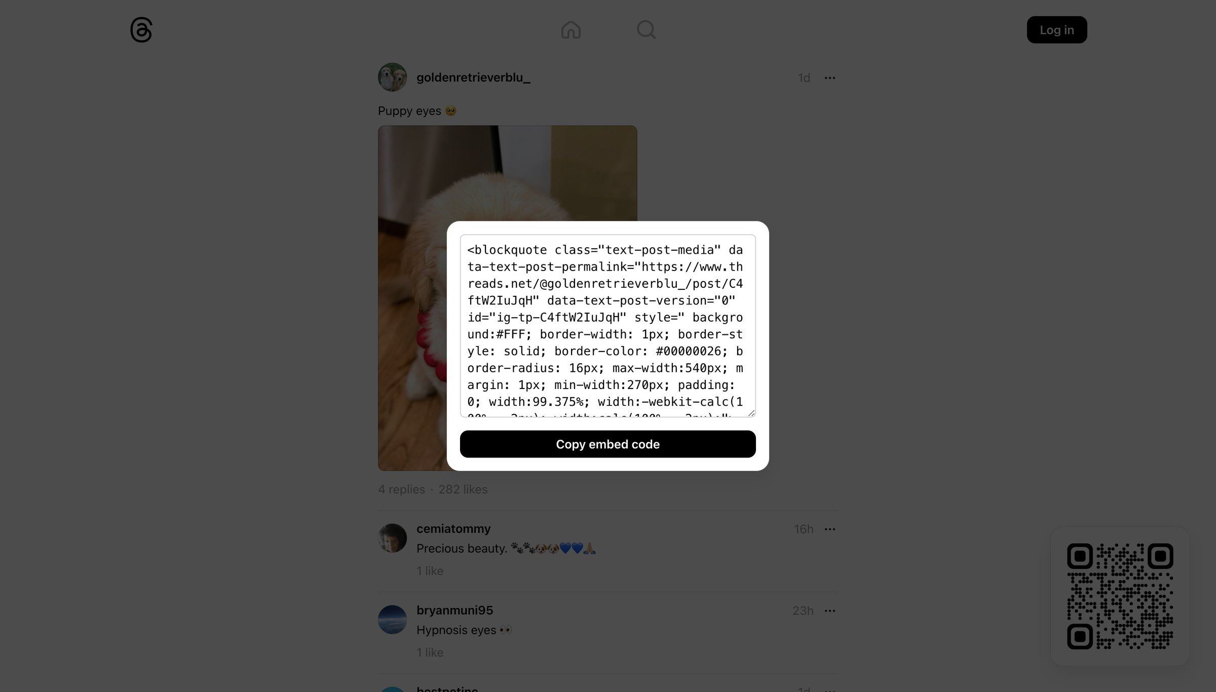 Threads - @goldenretrieverblu_ • Puppy eyes | • Threads screen