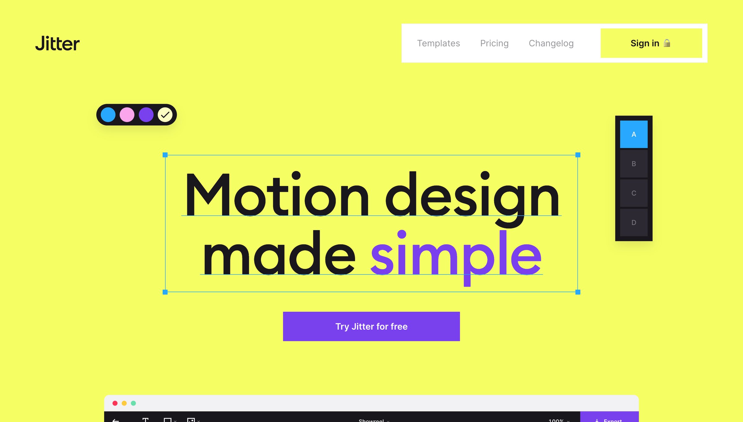 Jitter - Jitter · Fast and simple motion design tool. screen