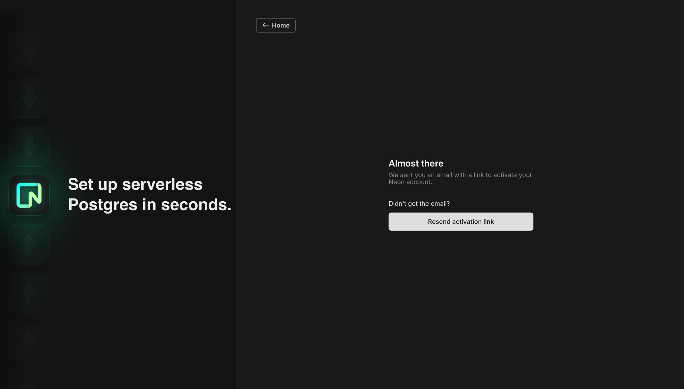 Neon - Email Verification screen