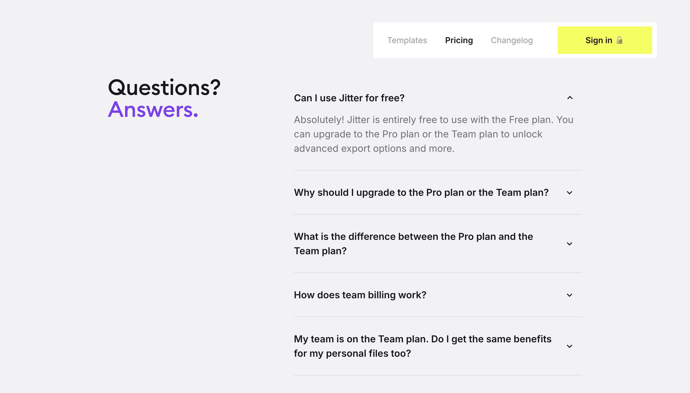 Jitter - Pricing · Jitter screen