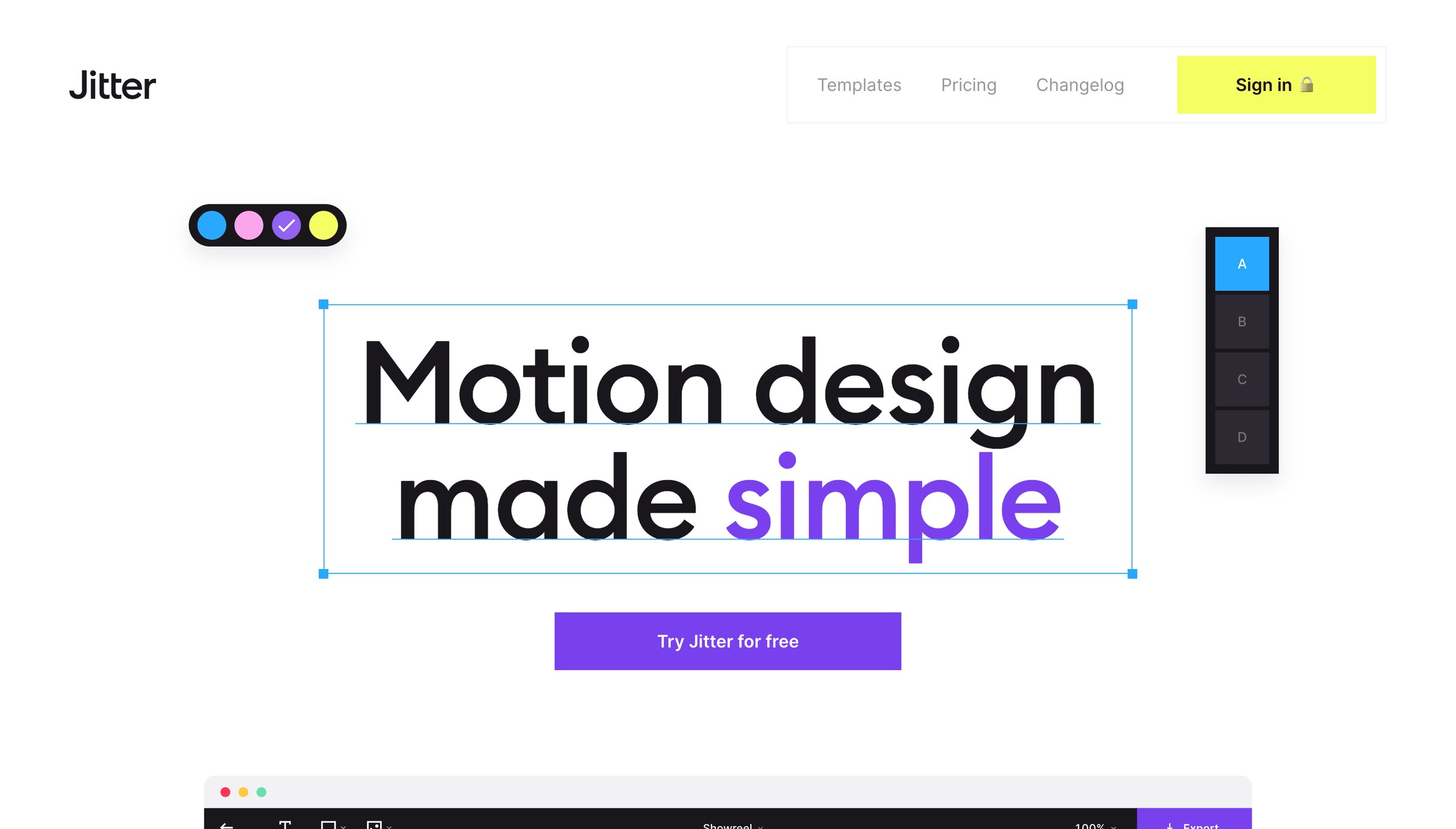 Jitter - Jitter · Fast and simple motion design tool. screen