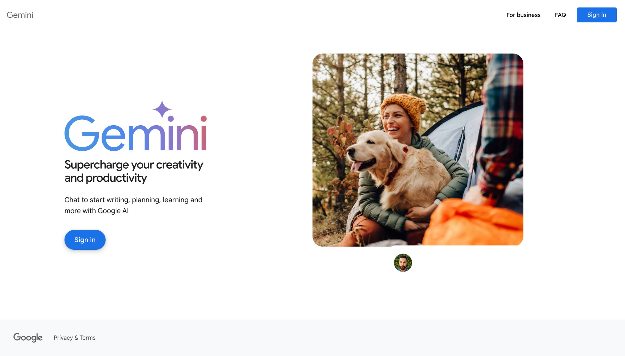 Gemini - Gemini - chat to supercharge your ideas screen