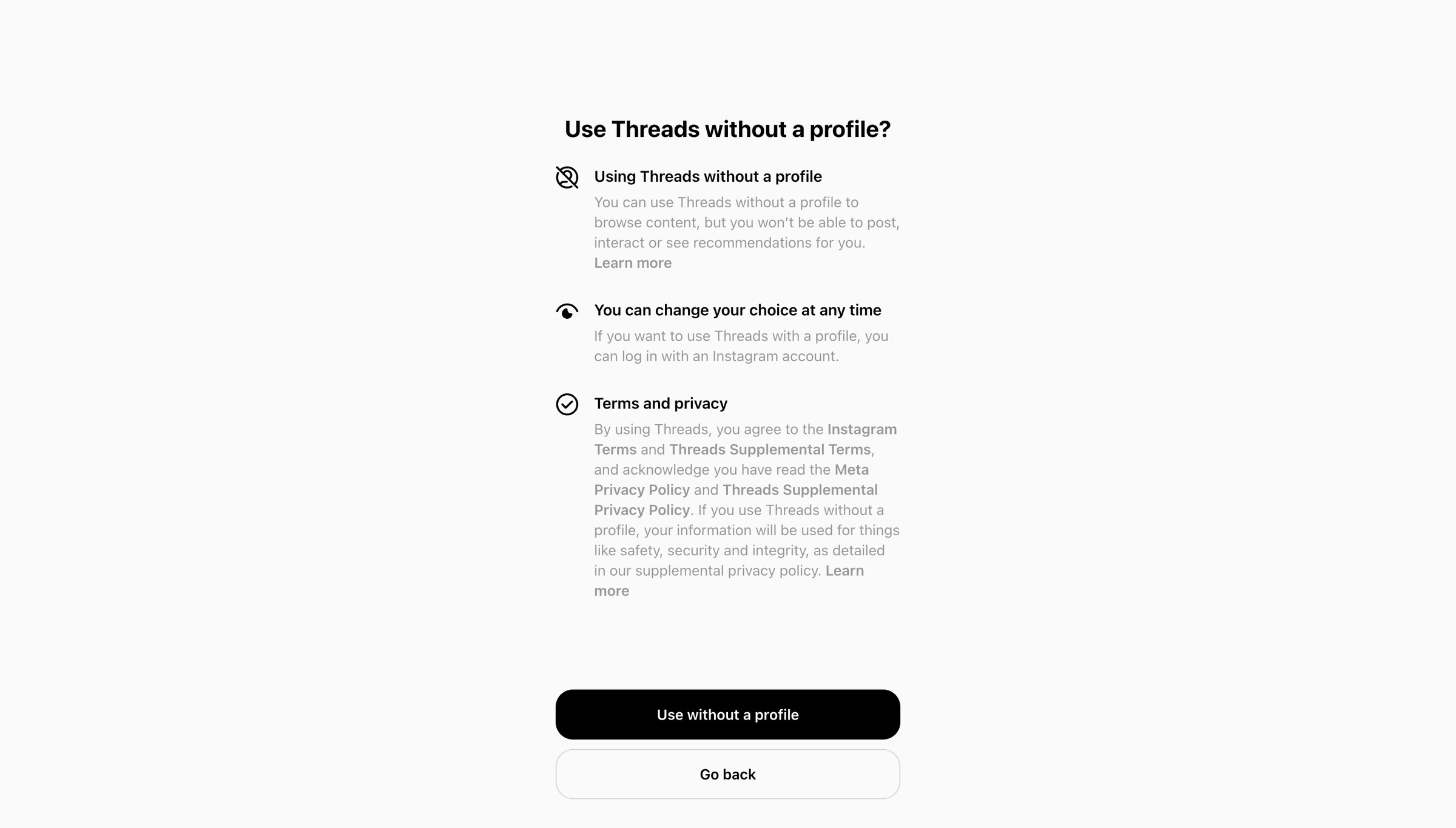 Threads screen