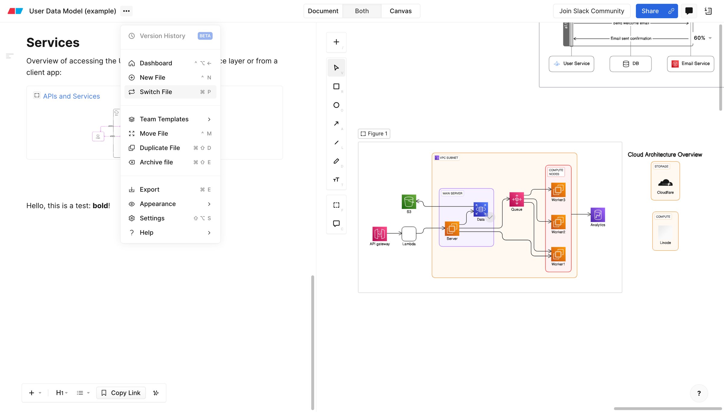 Eraser - User Data Model example — Eraser screen