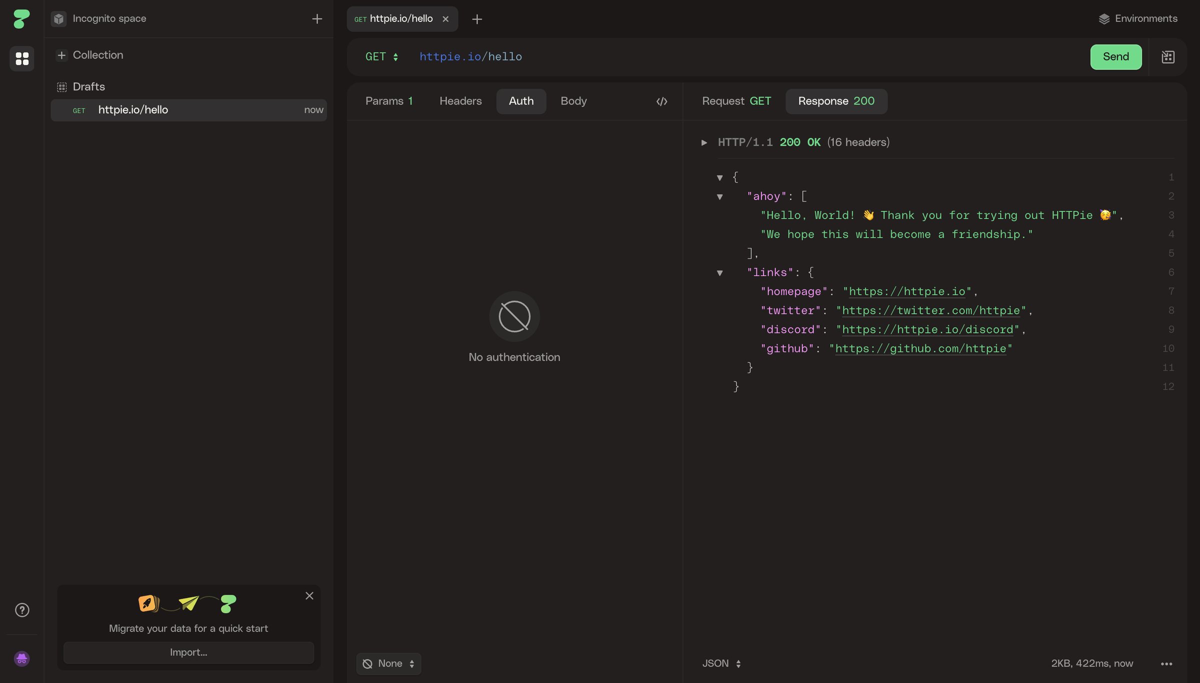 Httpie - HTTPie for Web — API testing client screen