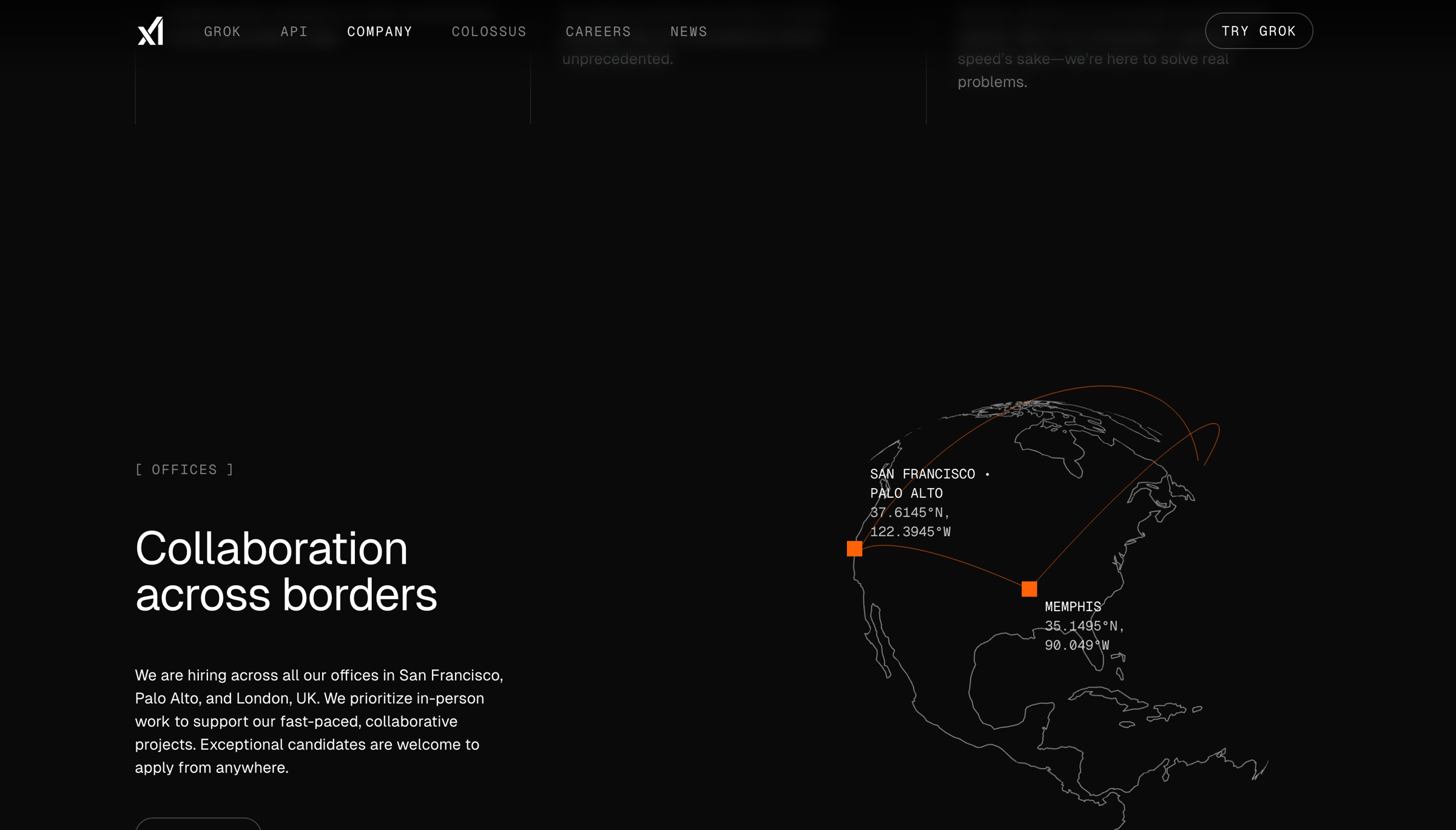 Grok - Company | xAI screen