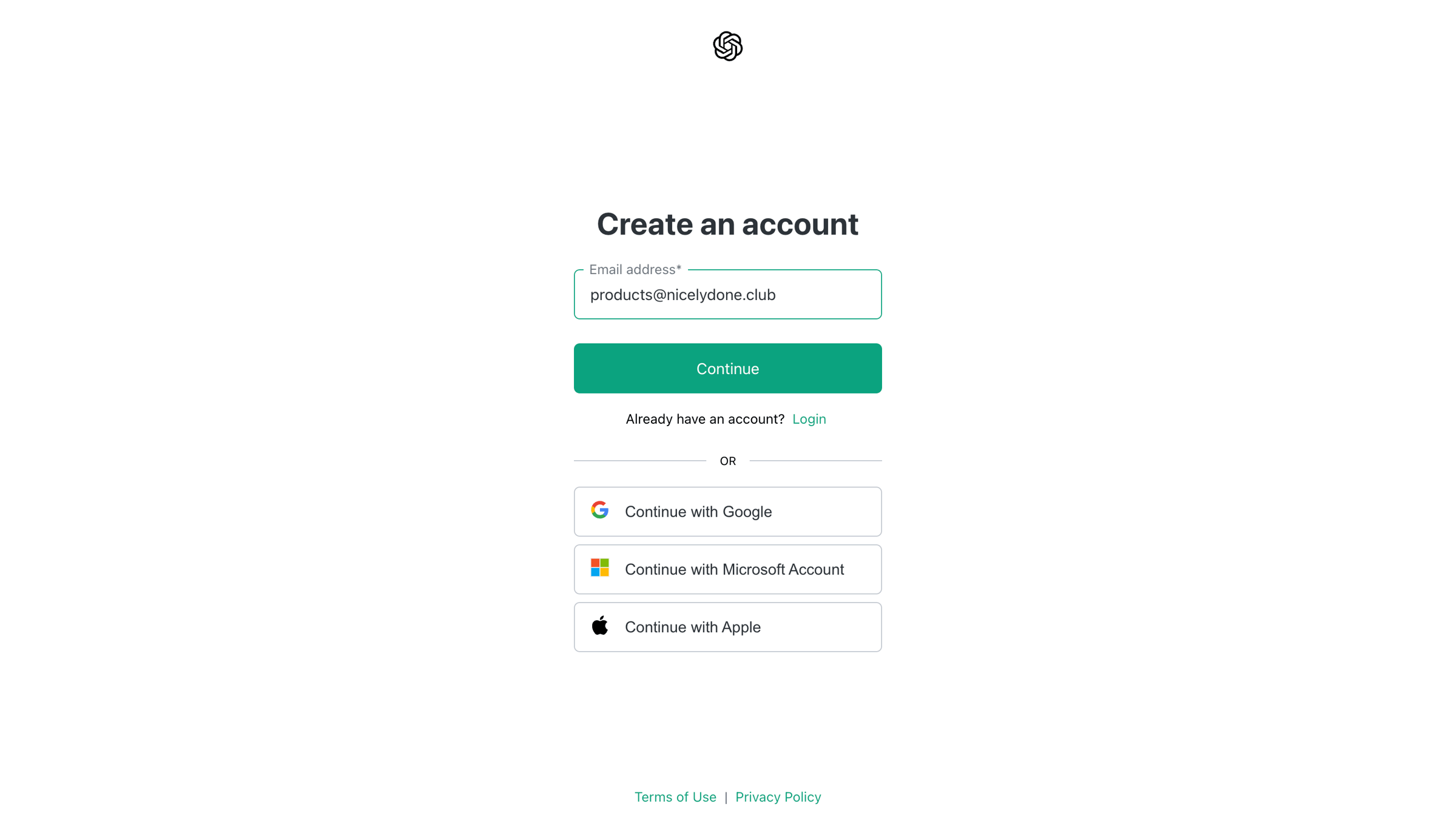 ChatGPT - Sign Up - ChatGPT screen