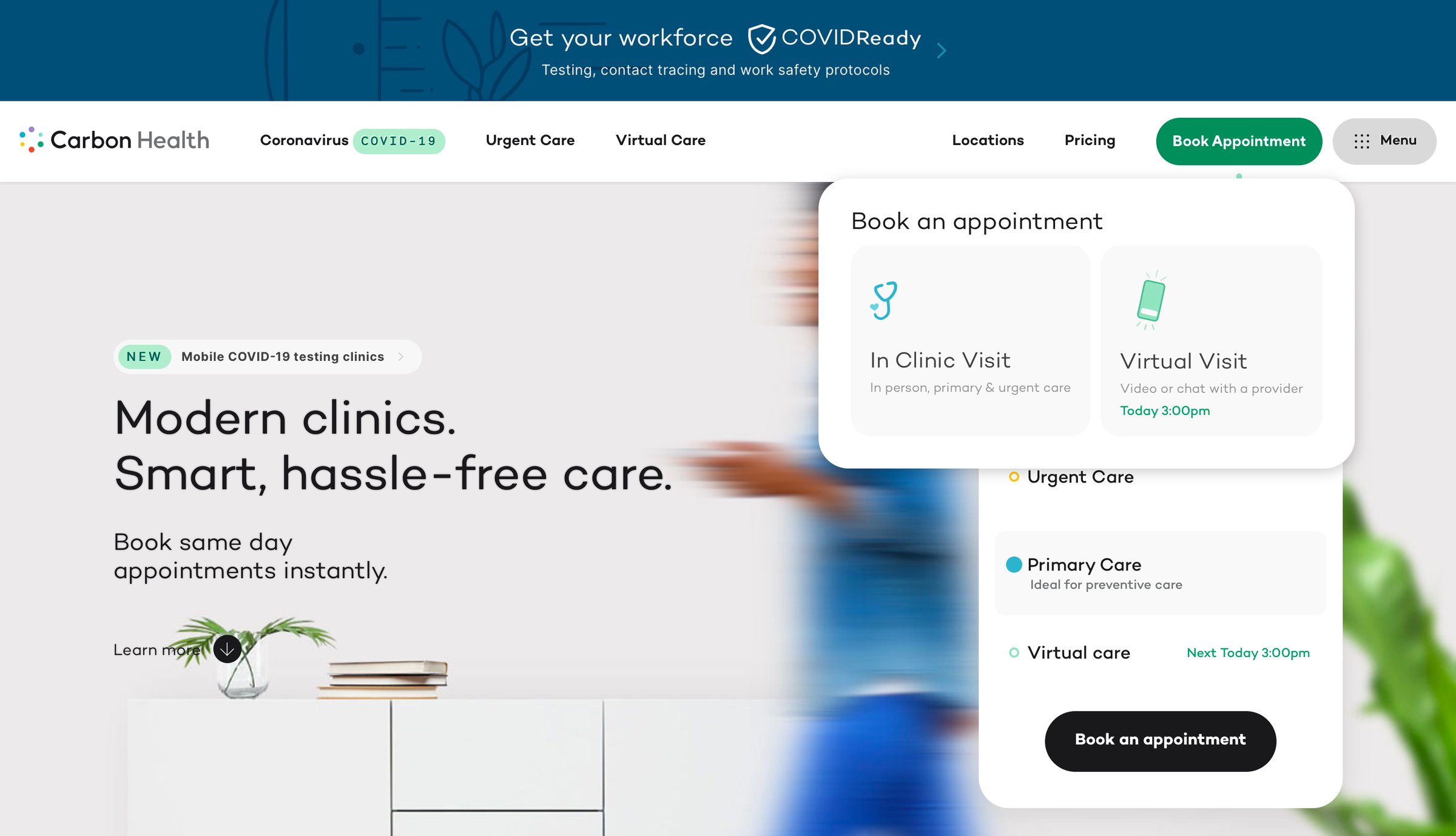 Carbon Health - Navigation screen