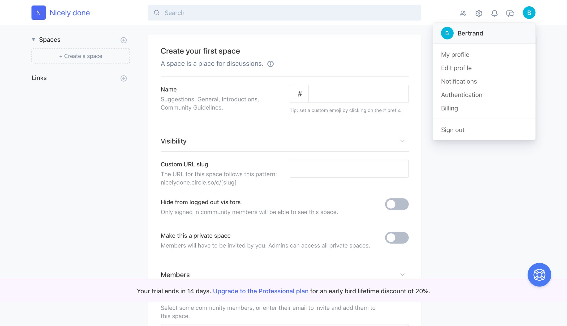 Circle - Dropdown & other states screen