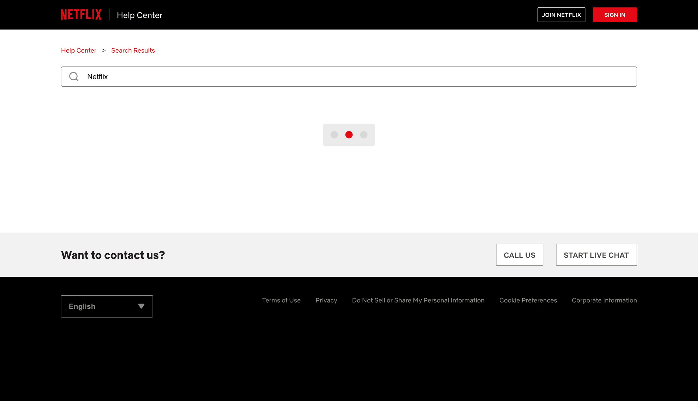 Netflix - Search screen