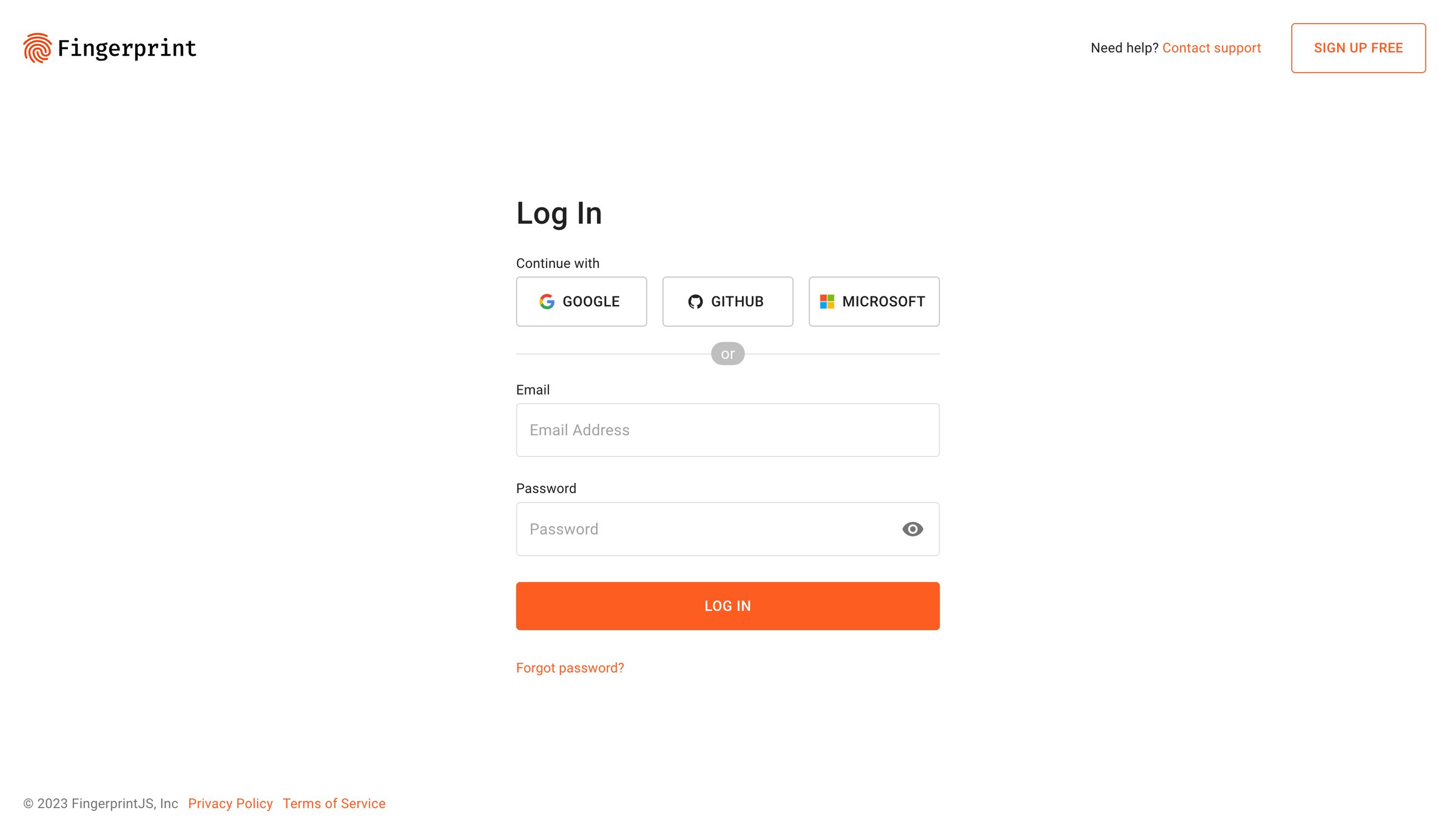 Fingerprint - Log In | Fingerprint screen