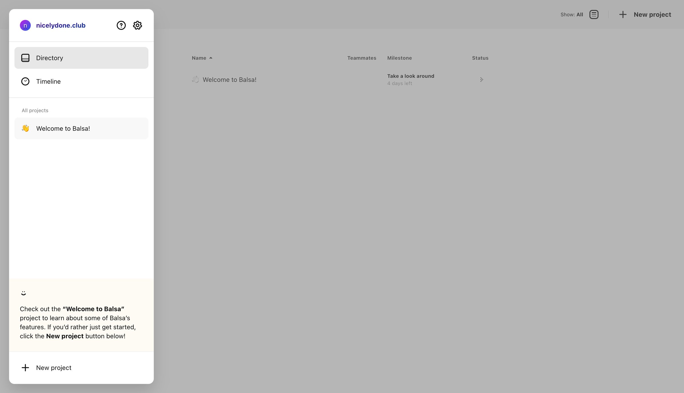 Balsa - Directory | Balsa screen