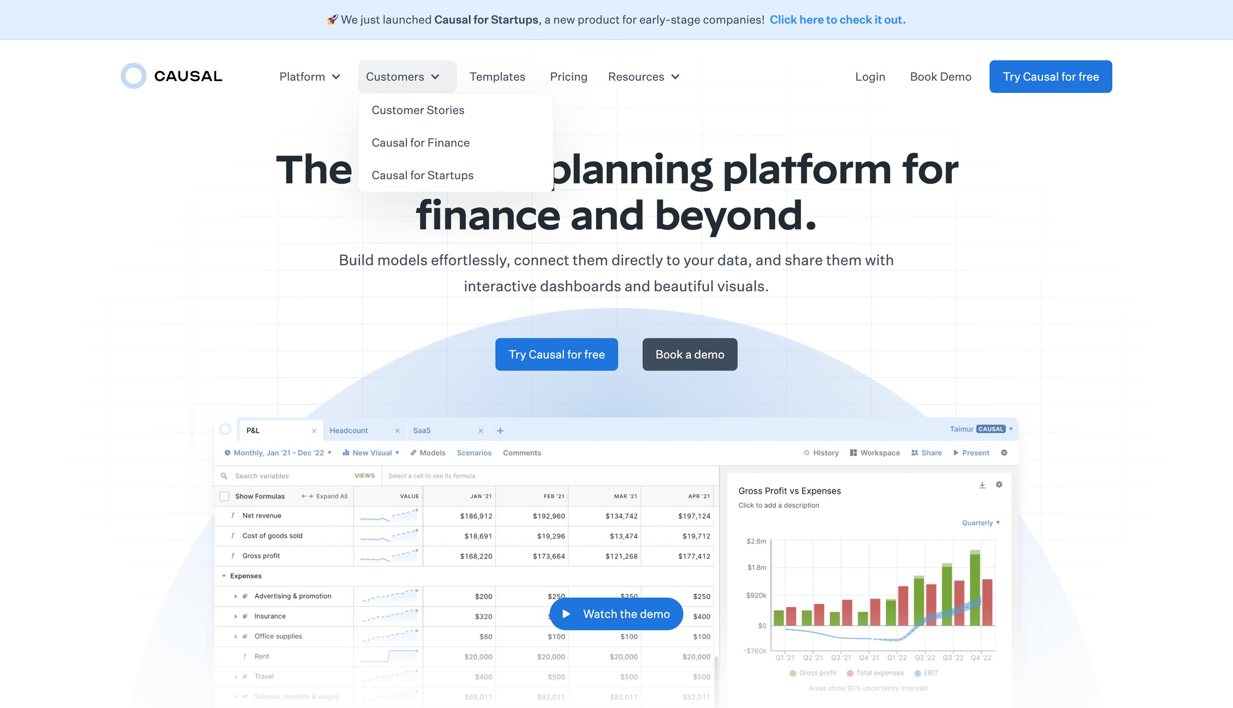 Causal - Causal The Business Planning Platform screen