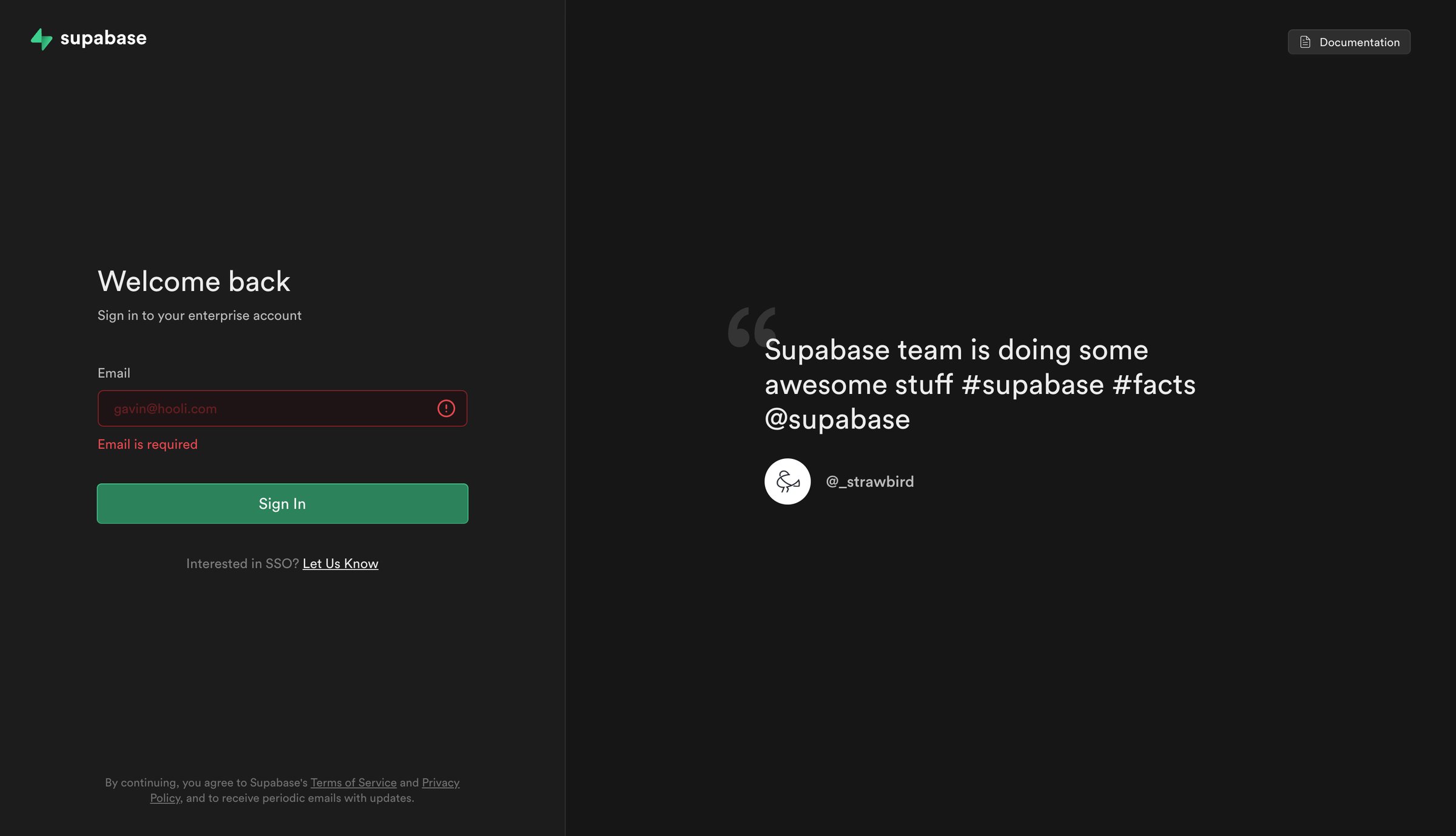 Supabase screen