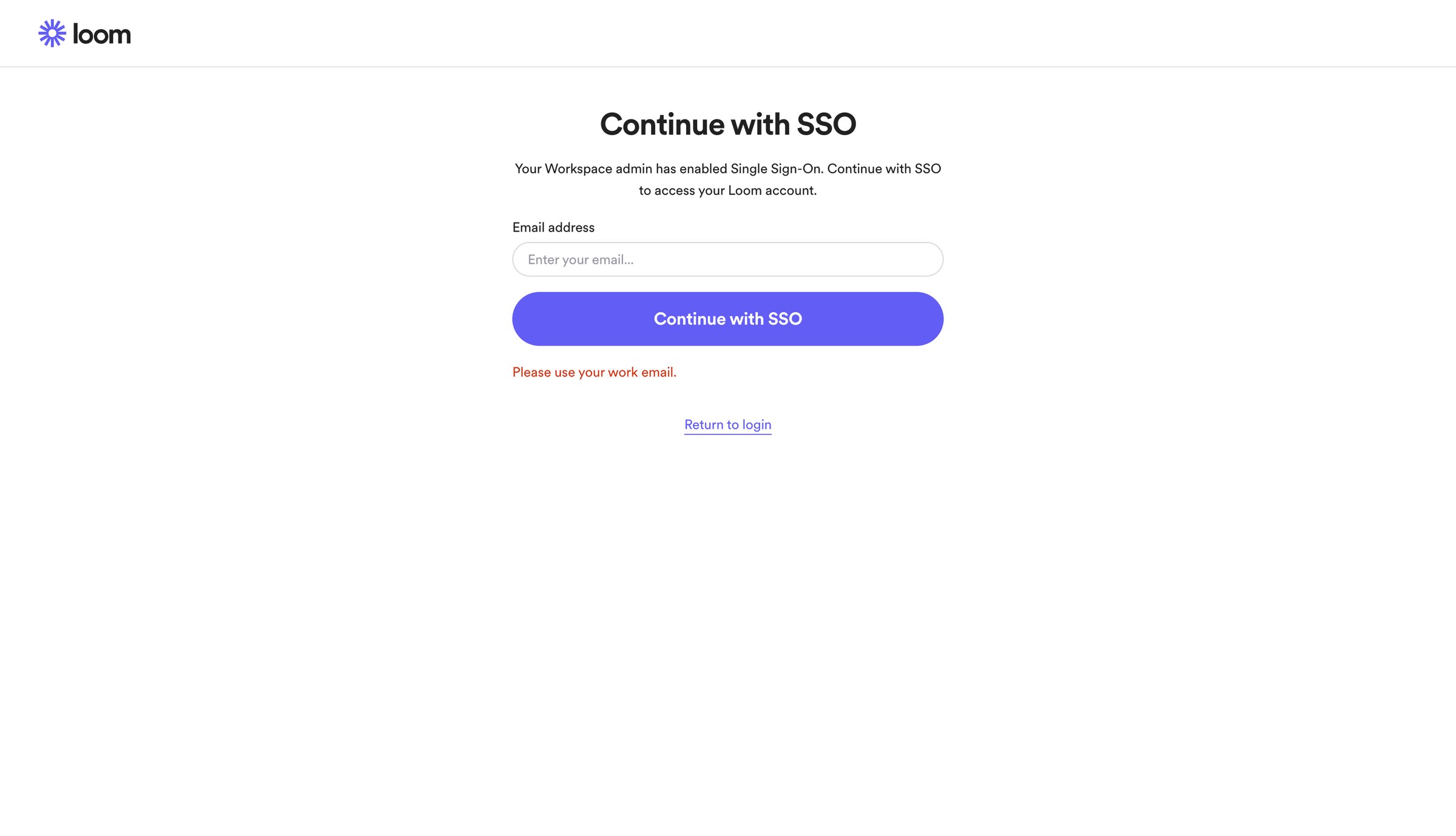 Loom - Log into Loom with SSO | Loom screen