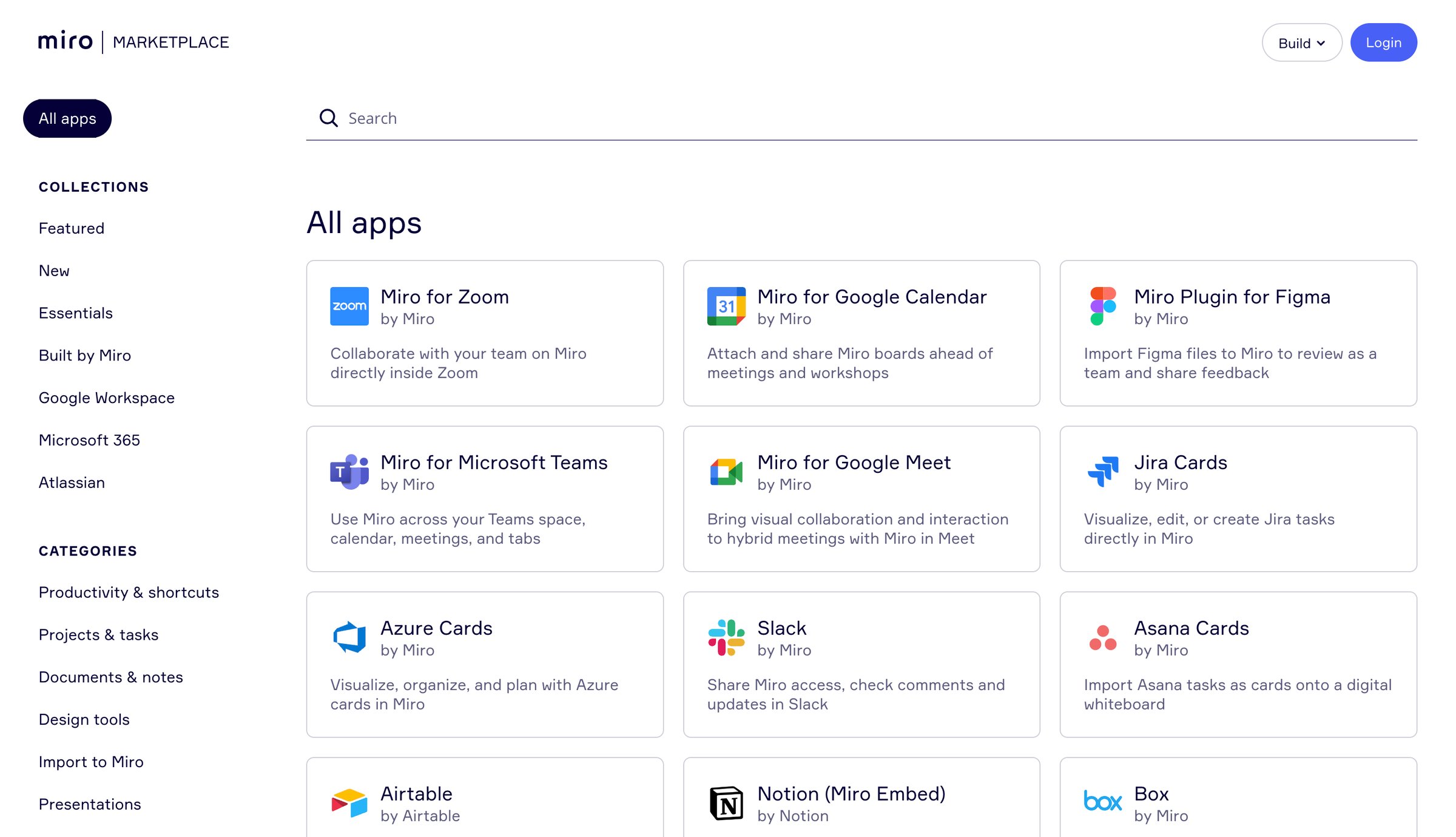 Miro - Team Collaboration Apps | Miro Apps Marketplace screen