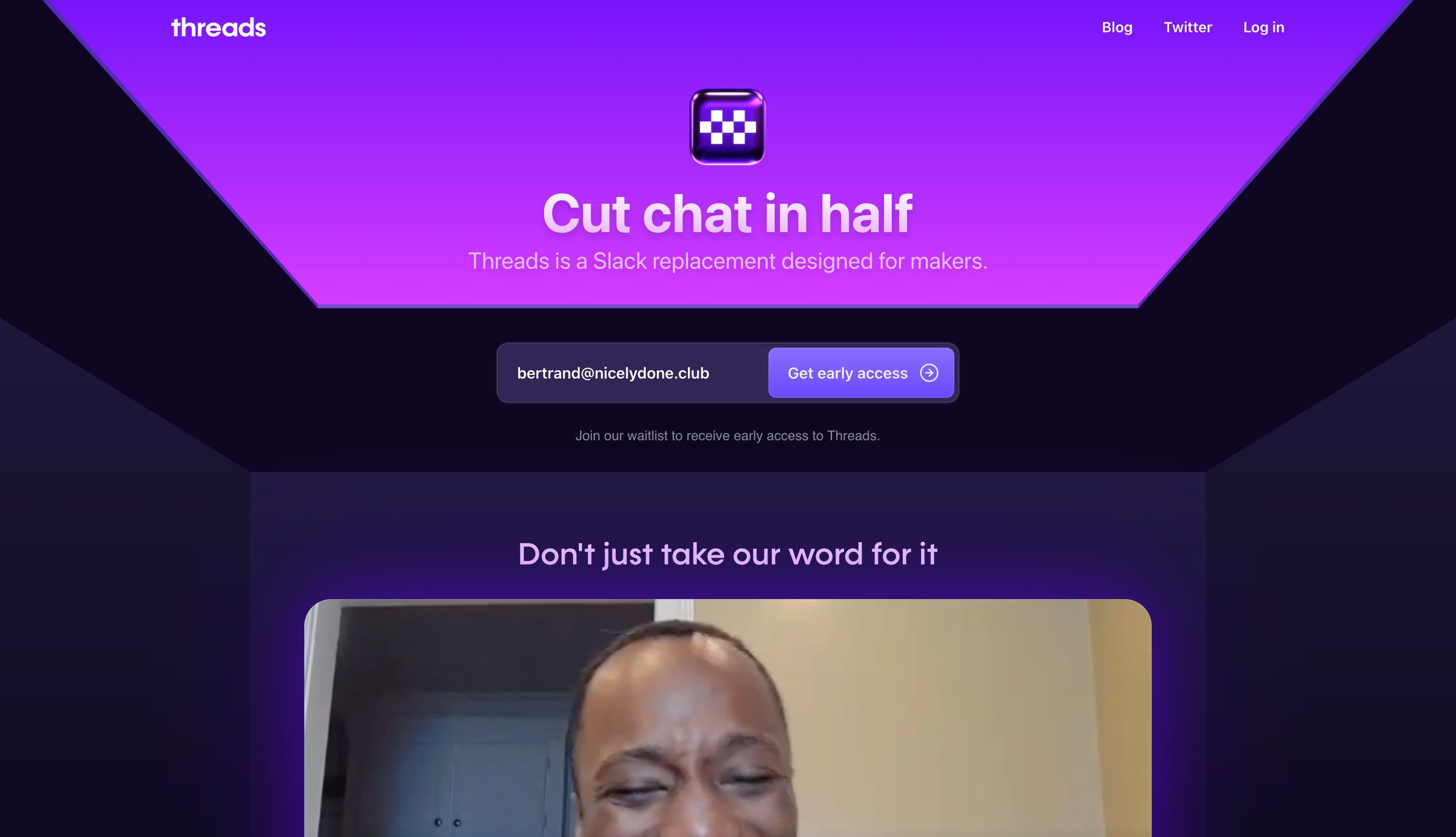 Threads screen