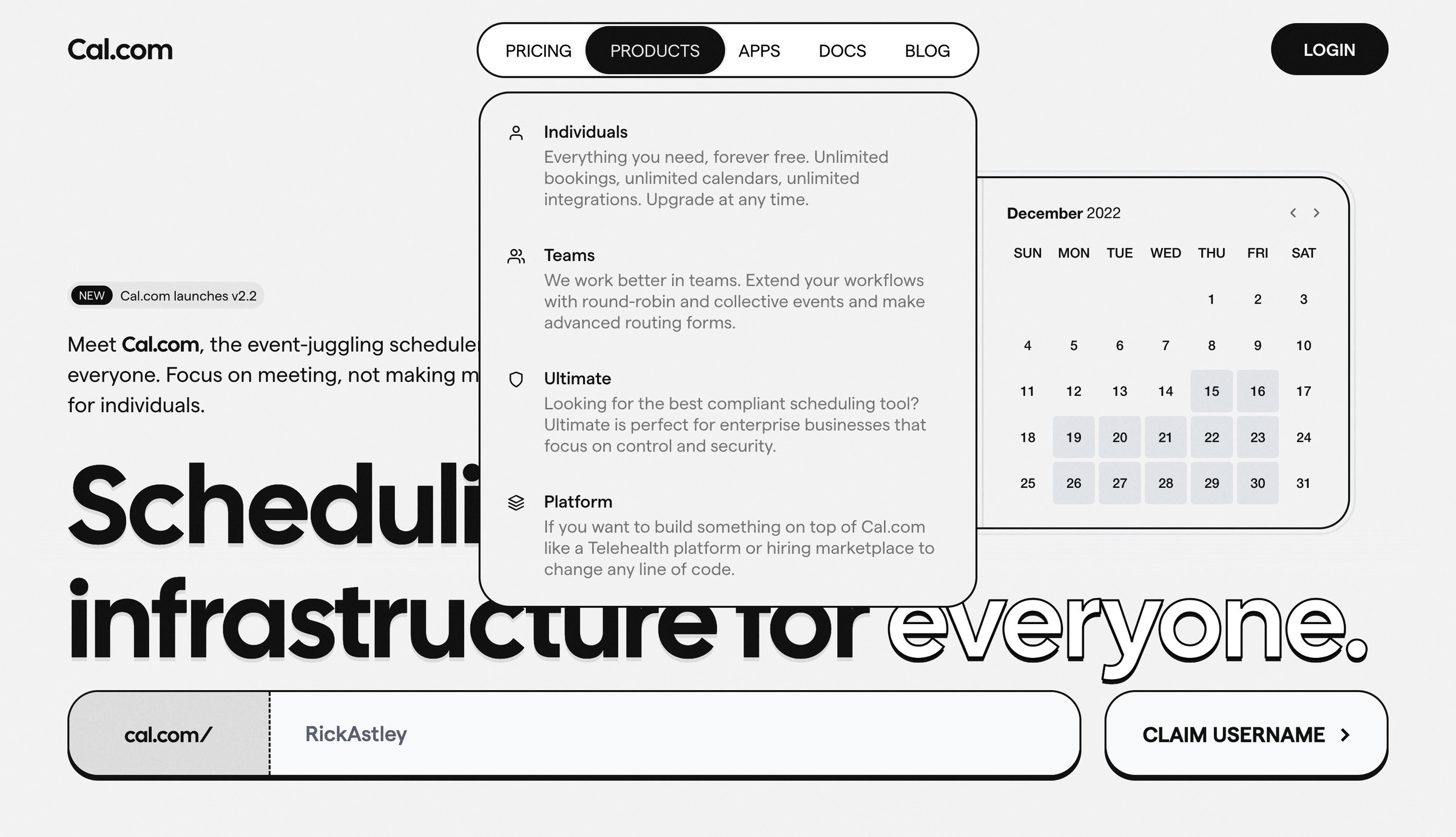 Cal.com - Cal.com | Open Scheduling Infrastructure screen