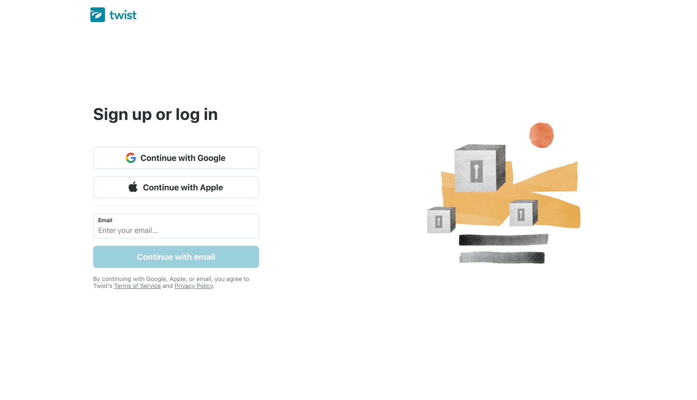 Twist - Sign up or log in | Twist screen