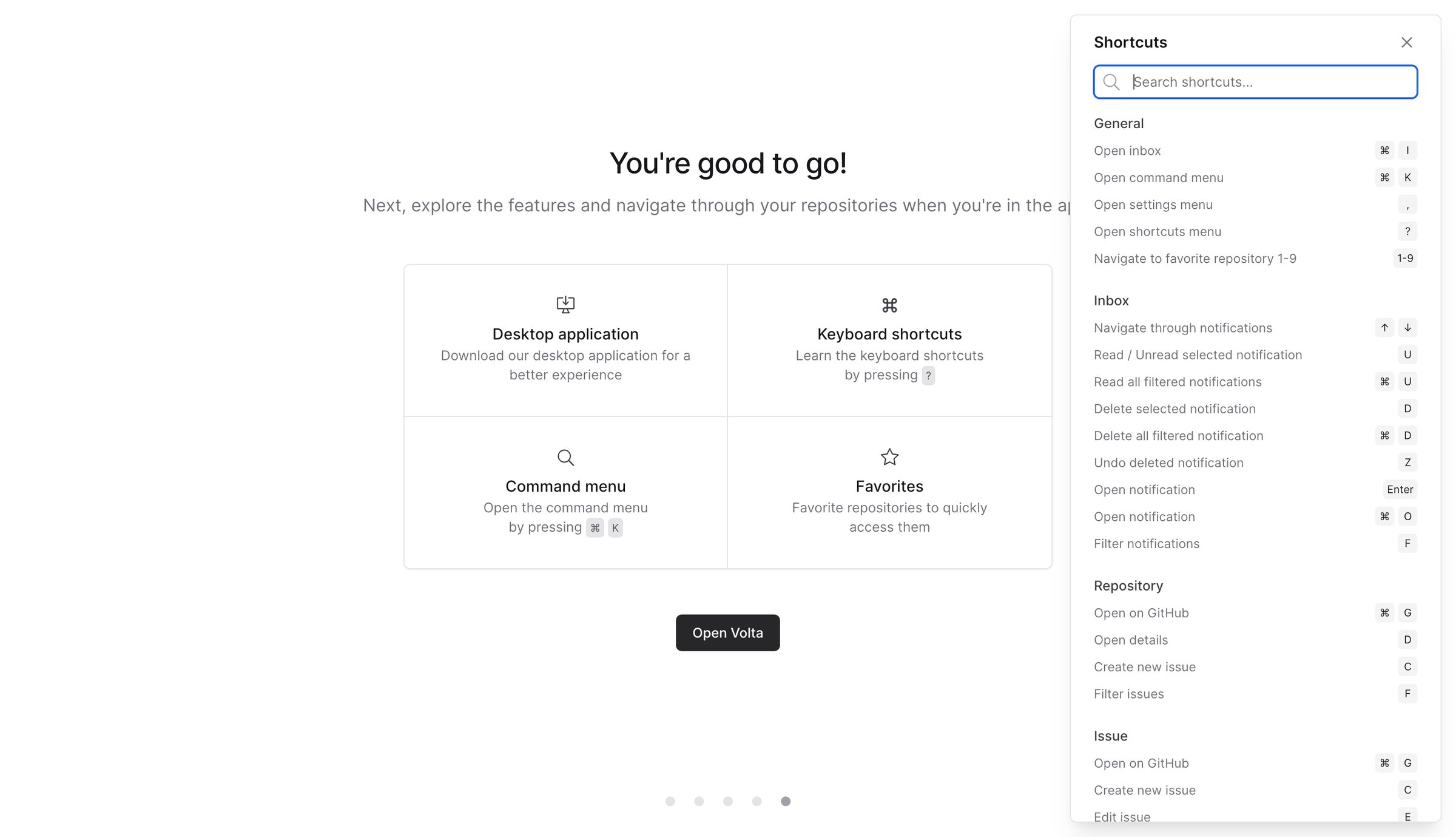 Volta - Supercharged GitHub Experience · Volta screen