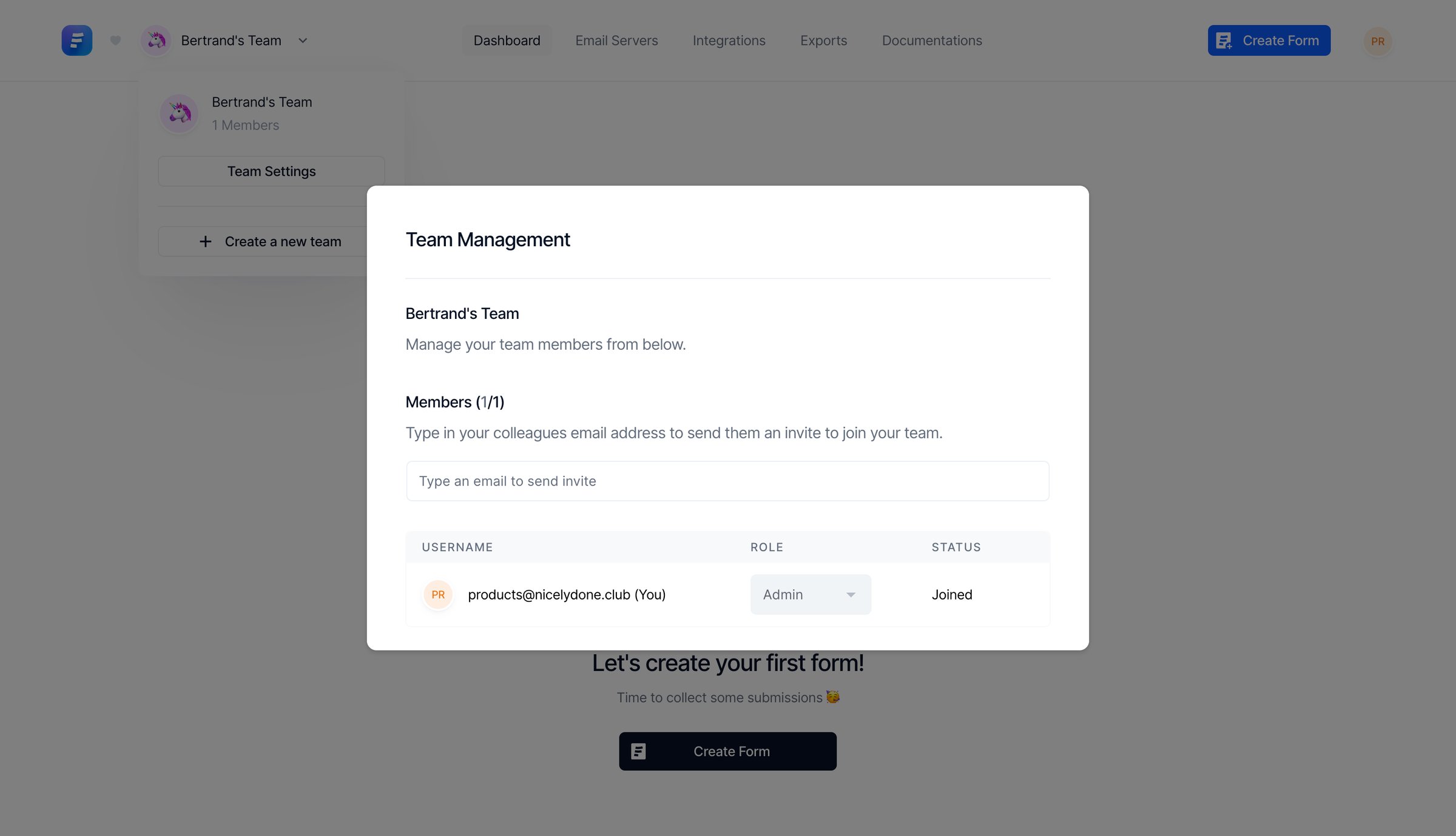 Formcarry - Formcarry Dashboard screen