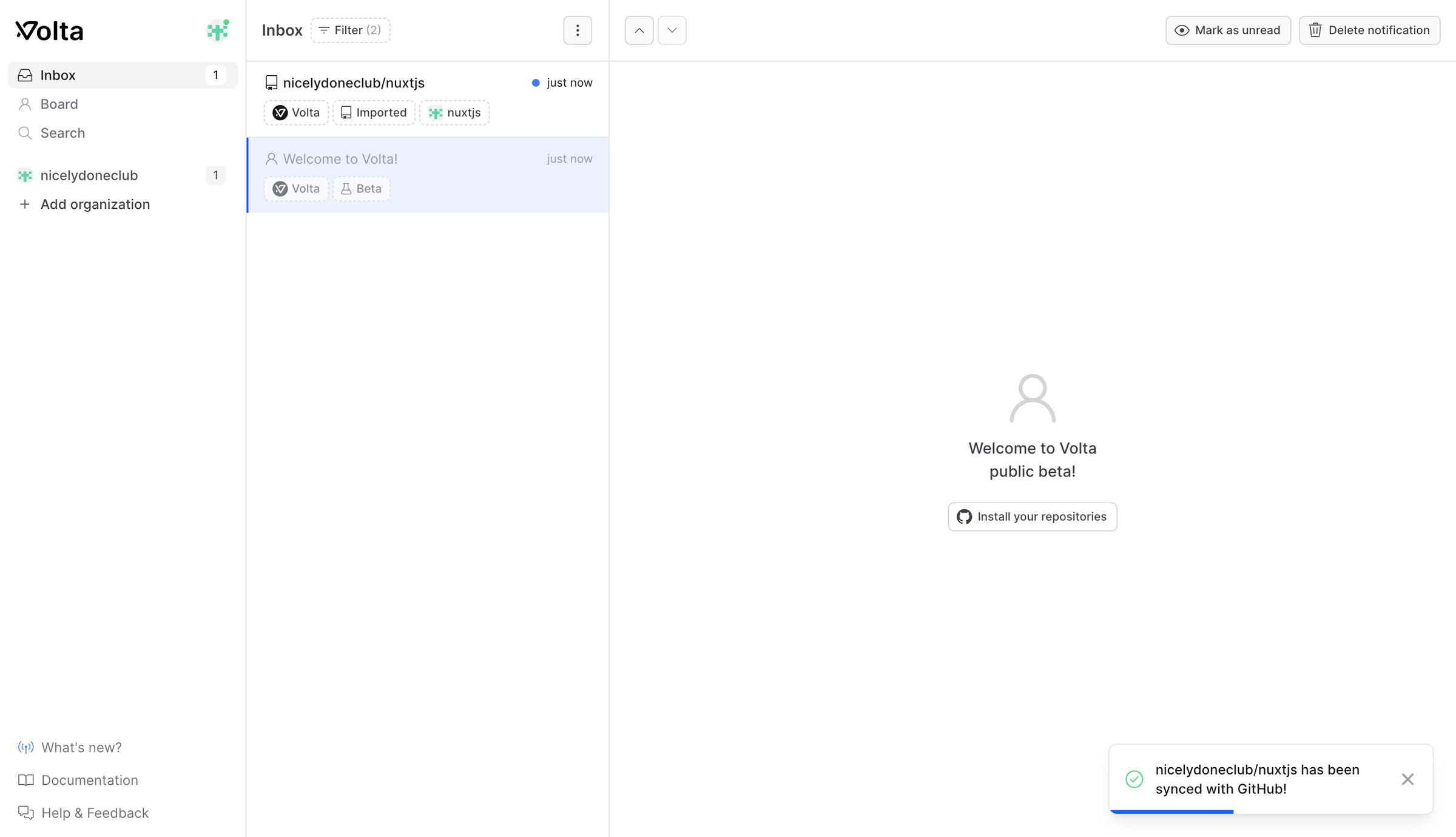 Volta - Inbox · Volta screen