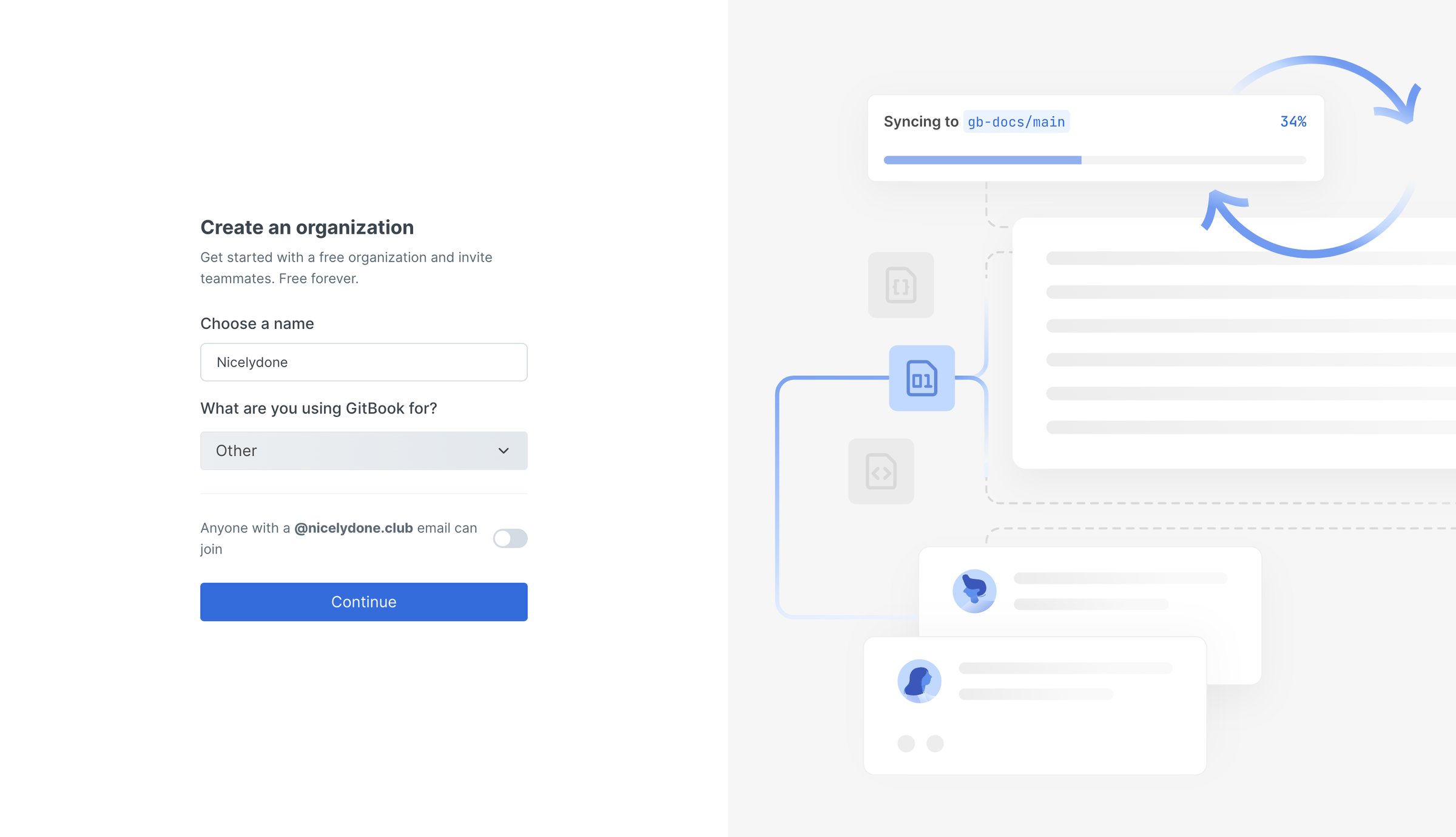 Gitbook - Welcome - GitBook screen