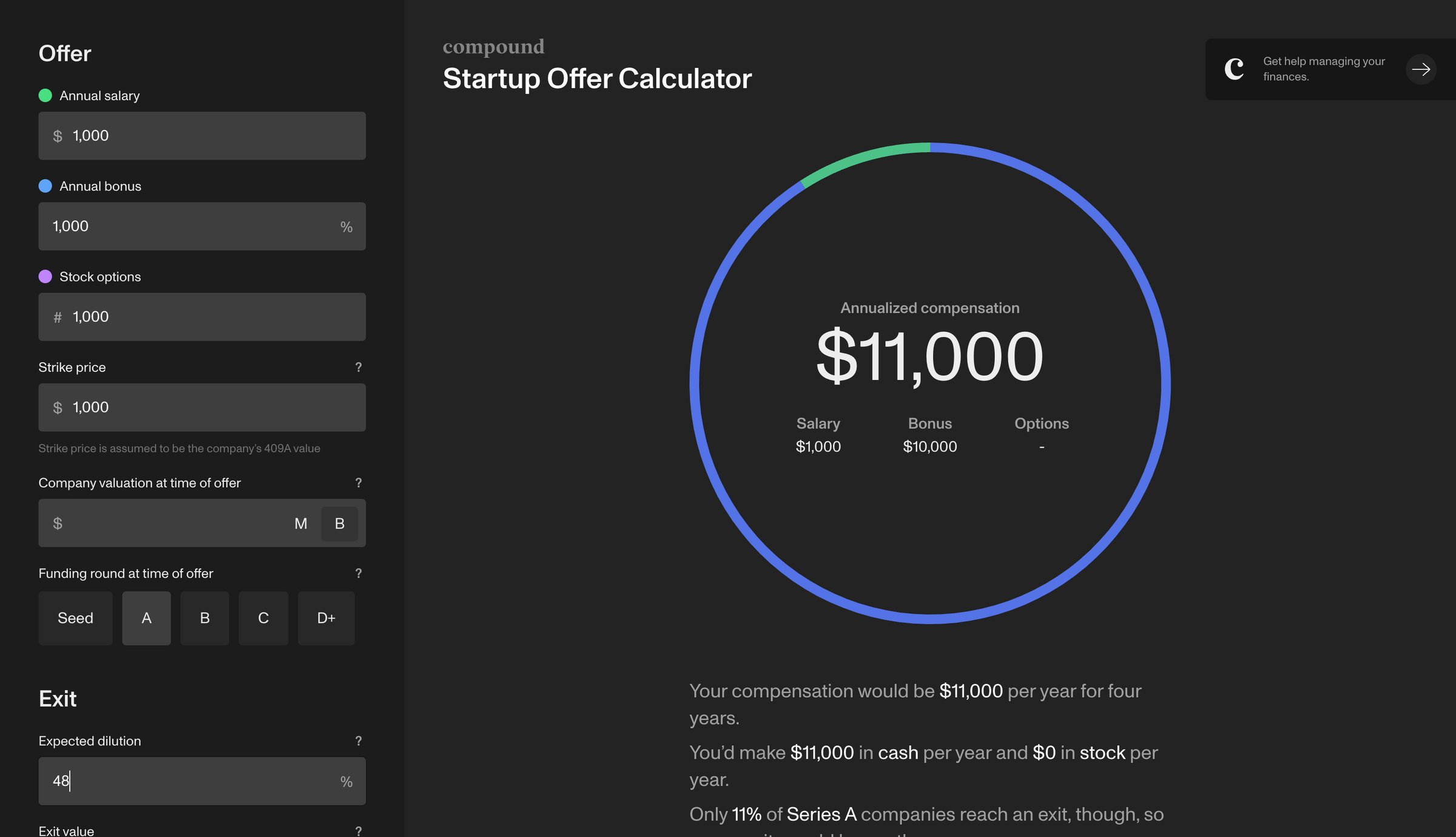Compound - Compound | Offer Calculator screen